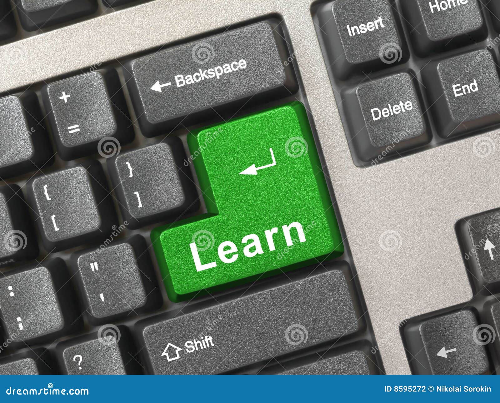 Computer Keyboard with Key Learn Stock Photo Image of book, help 8595272