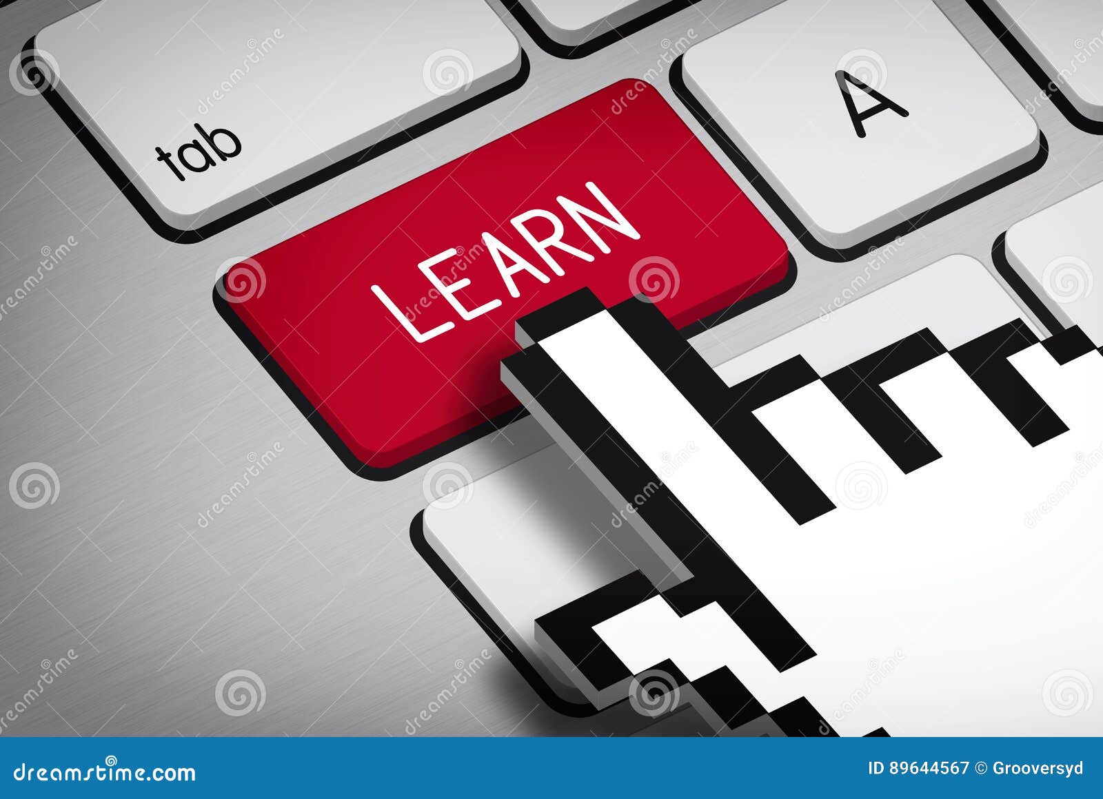 Computer Keyboard with Learn Button Stock Illustration - Illustration ...