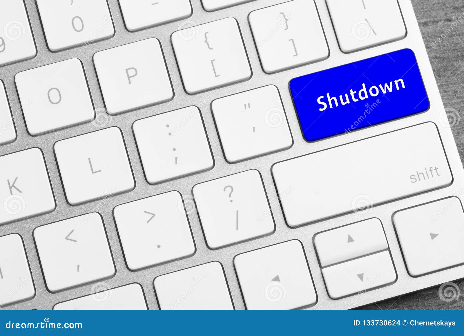 Computer Keyboard with SHUTDOWN Button Stock Photo - Image of control