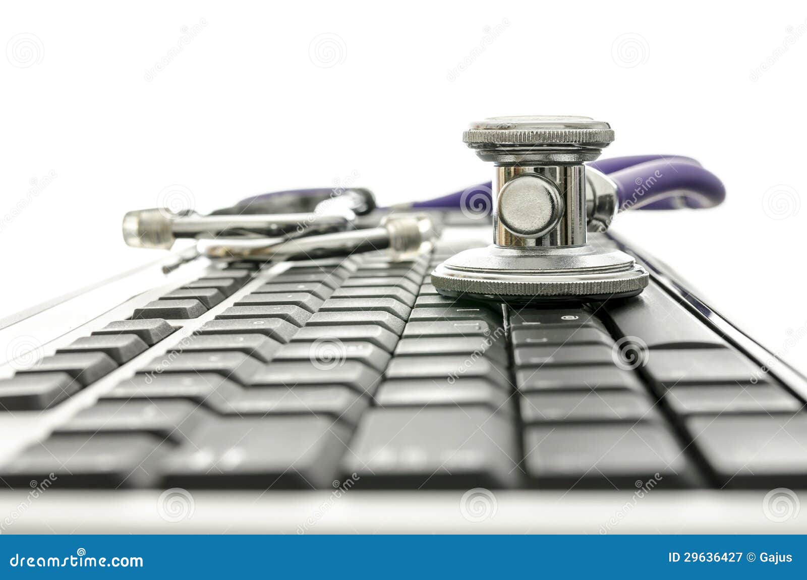 Computer Keyboard with Stethoscope Stock Image Image of network