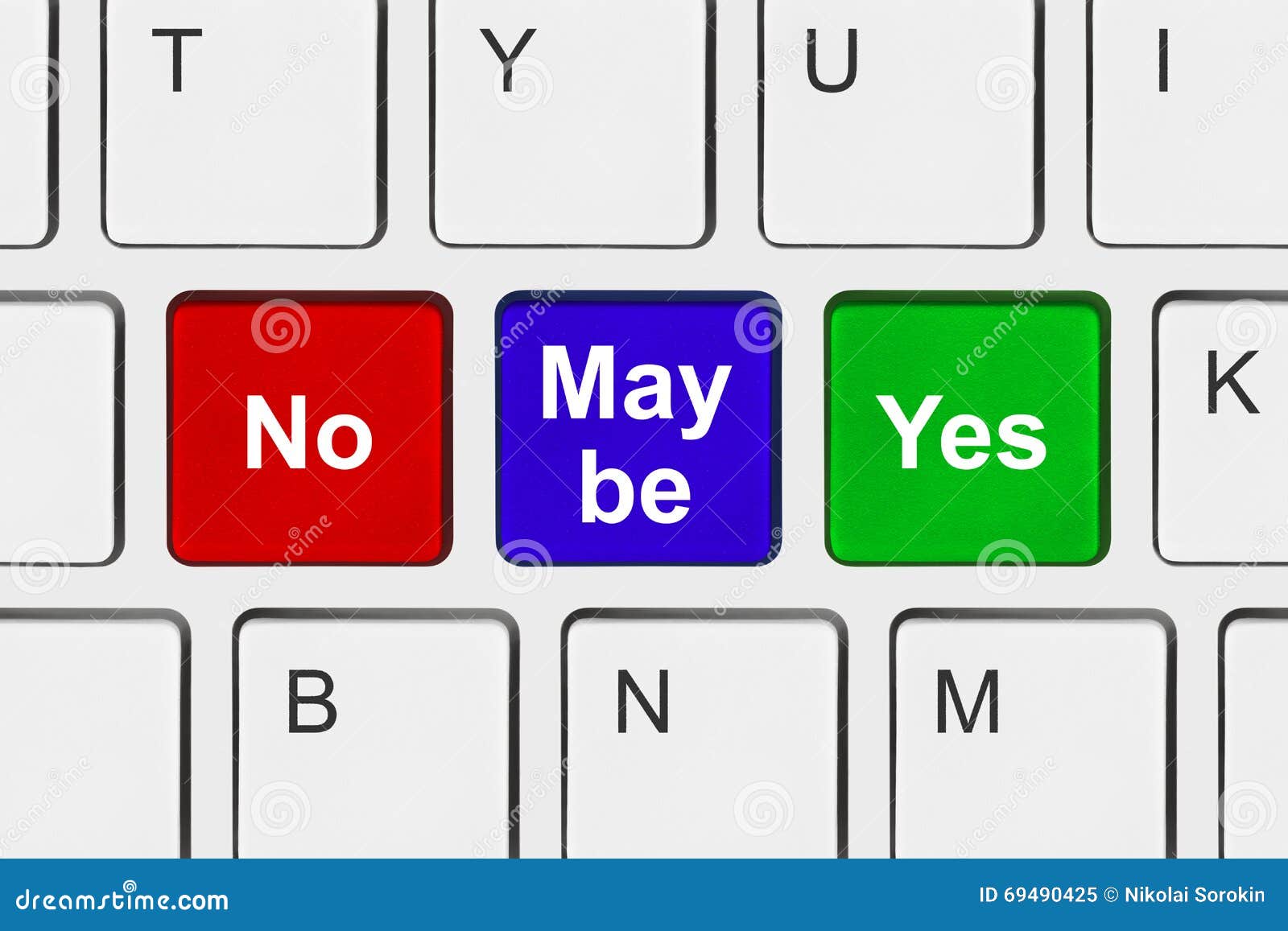 Computer Keyboard with Yes No and Maybe Keys Stock Image Image of