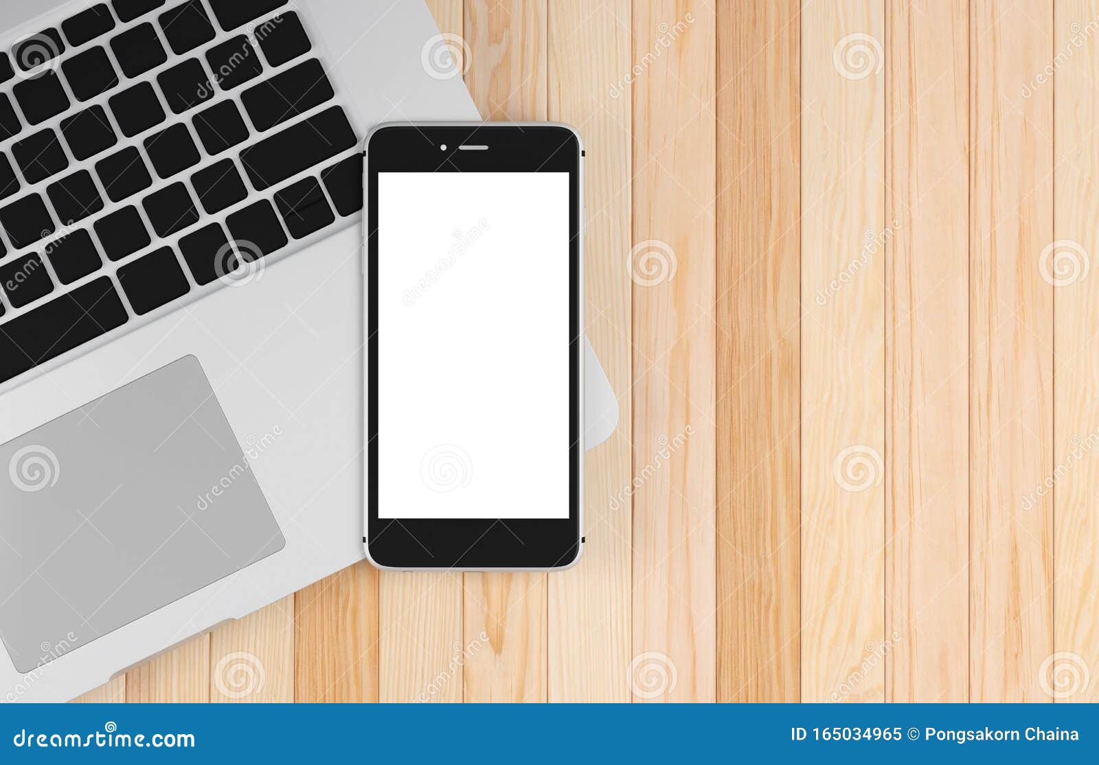 Computer Laptop And Smart Phone Blank Screen On Wood Table Background Workspace Mock Up Design Illustration 3d Rendering Stock Illustration Illustration Of Frame Desktop 165034965