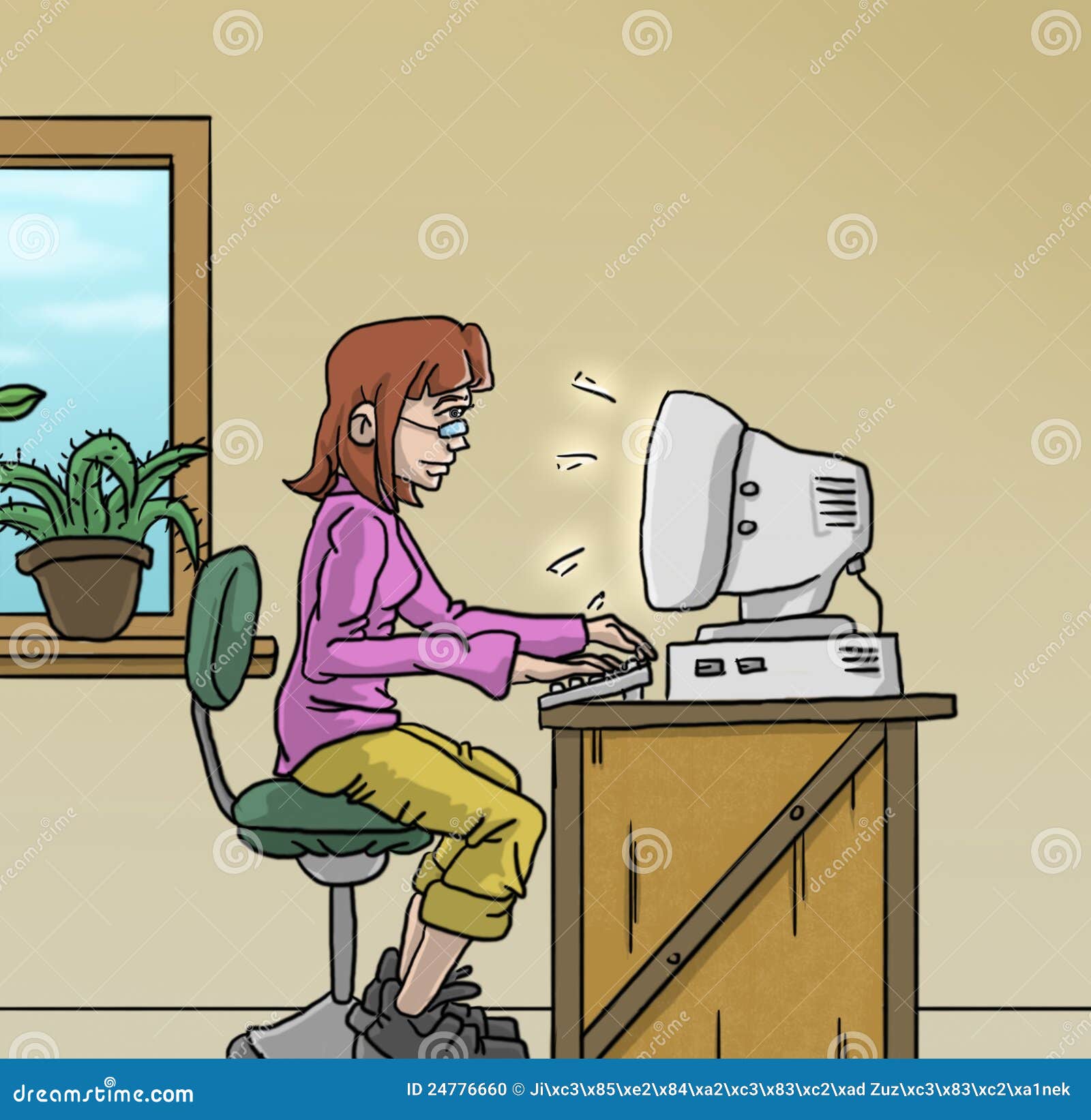 Computer maniac stock illustration. Illustration of caricature 24776660