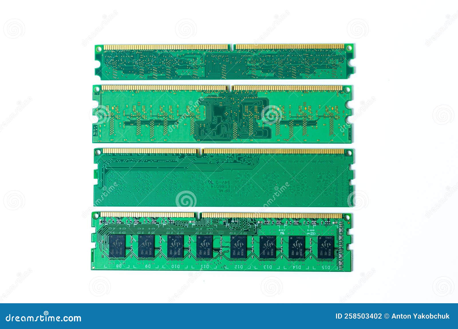 Computer Memory Card Close Up Memory Socket on Board Computer Server