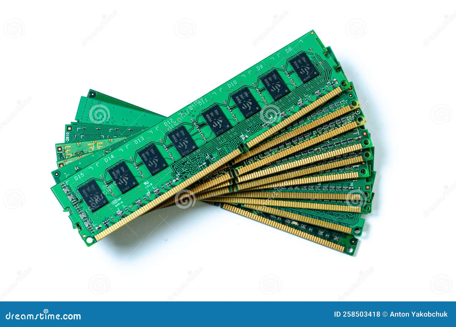 Computer Memory Card Close Up Memory Socket on Board Computer Server