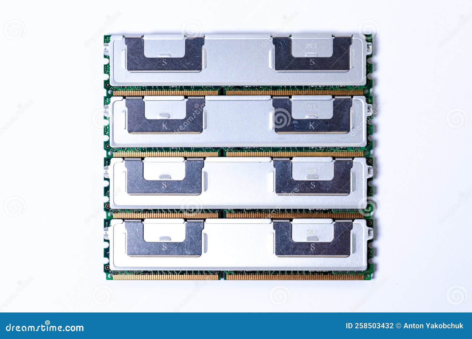 Computer Memory Card Close Up Memory Socket on Board Computer Server