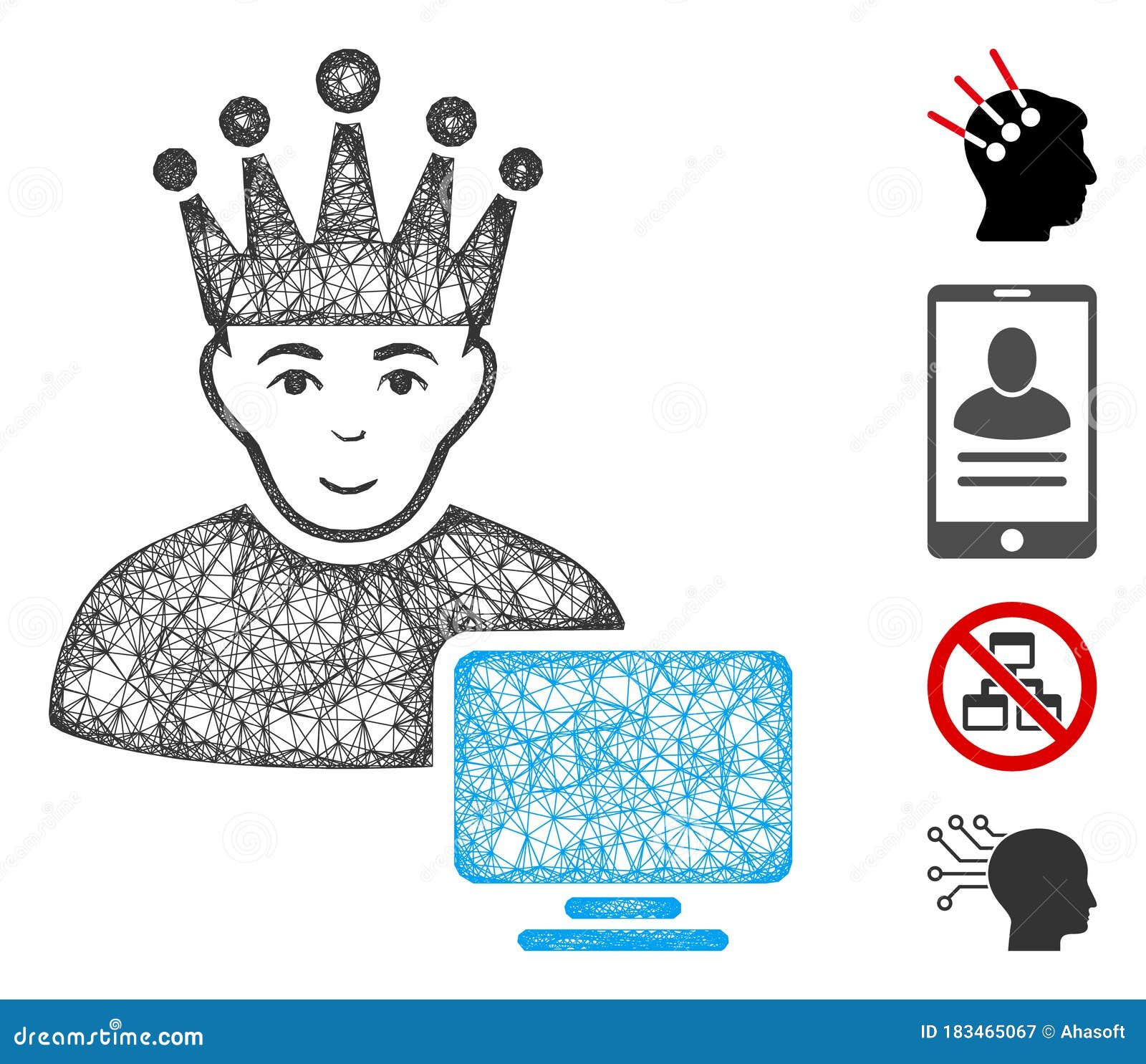 Computer Moderator Web Vector Mesh Illustration Stock Illustration