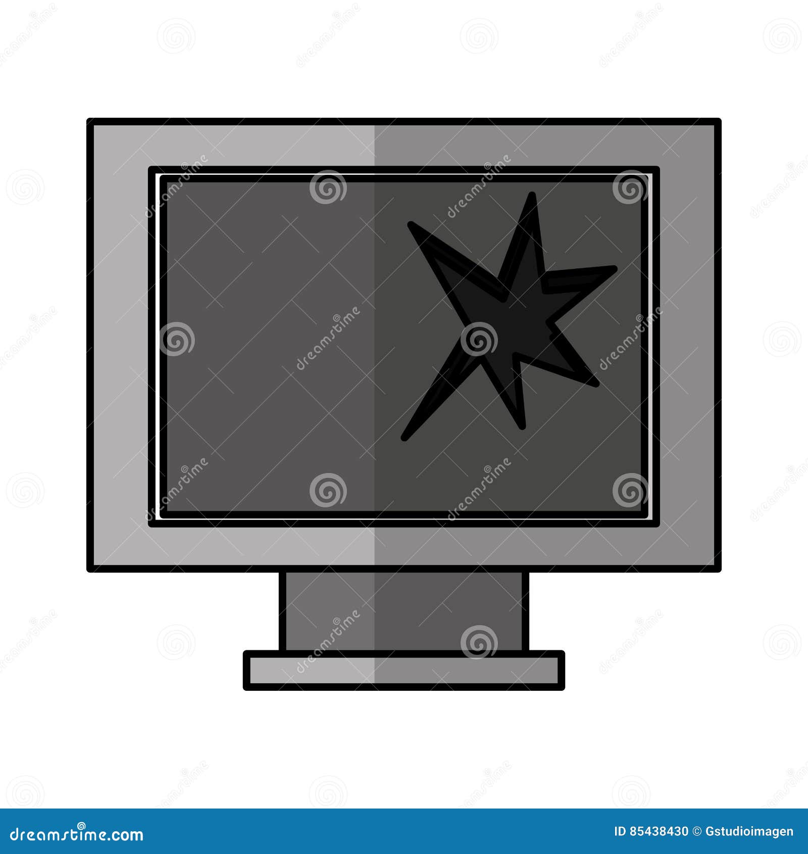 Computer Monitor Broken Isolated Icon Stock Vector - Illustration of ...