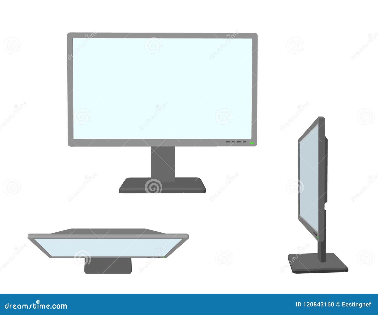Computer Monitor Isolated On White Background 3d Vector Illustration Stock Vector Illustration Of Equipment Illustration