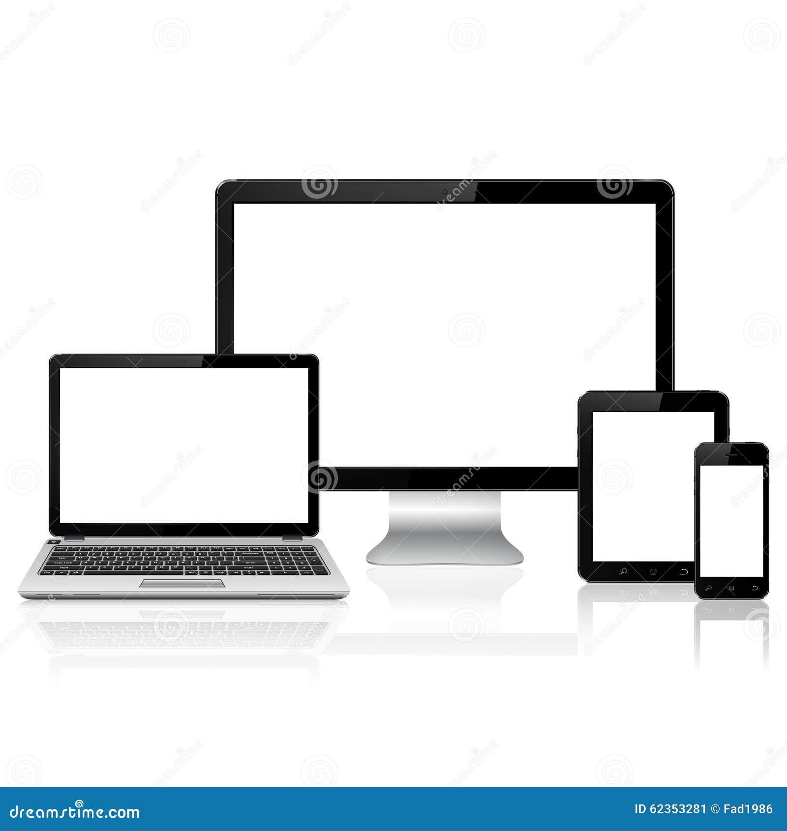 Computer Monitor, Laptop, Tablet Pc And Mobile Phone Stock Illustration ...