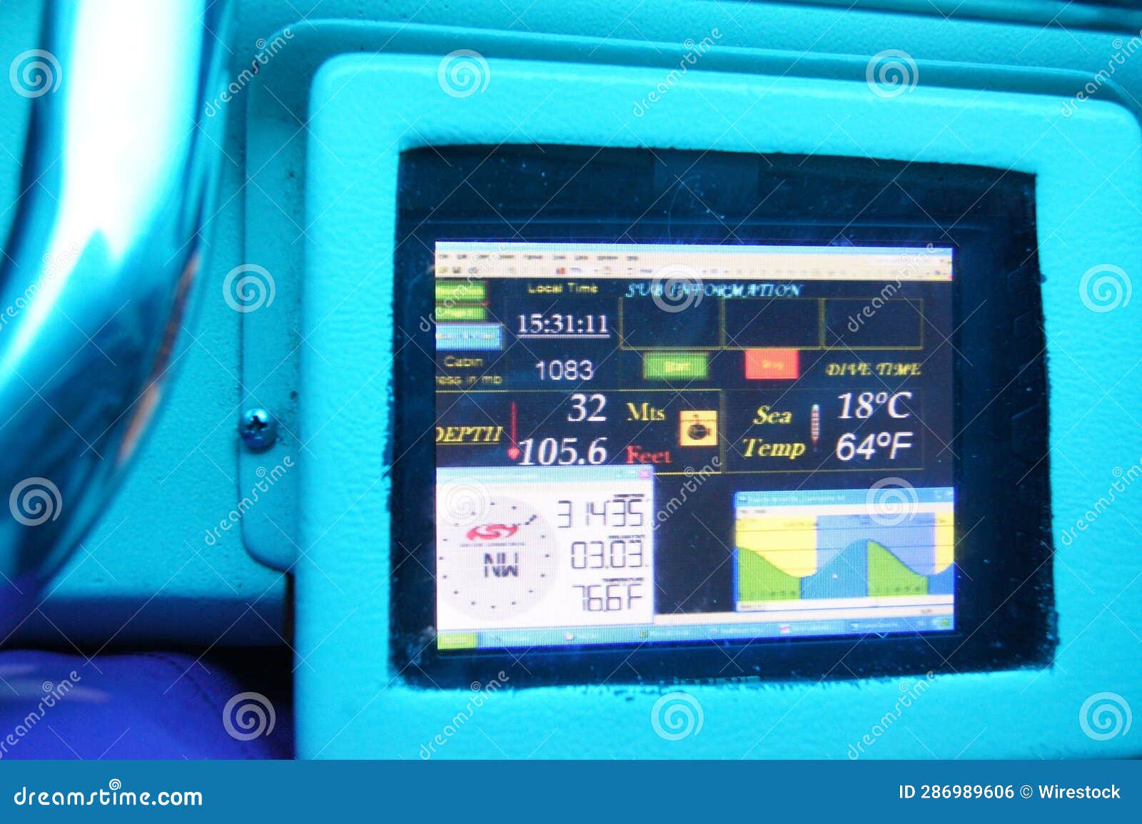 Computer Monitor Showing the Navigational Interface of a Submarine