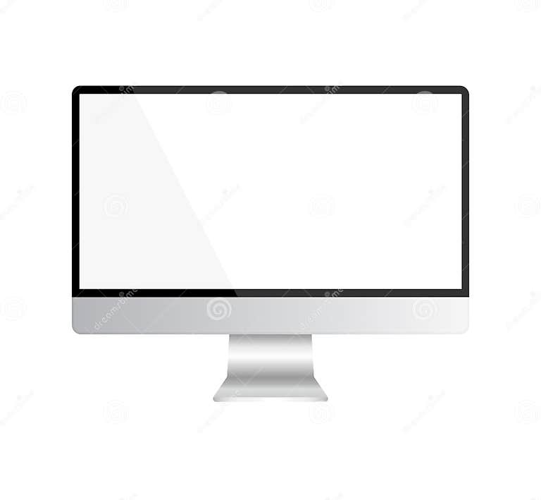 Computer Monitor Template with Blank Display in Realistic Style. Stock ...