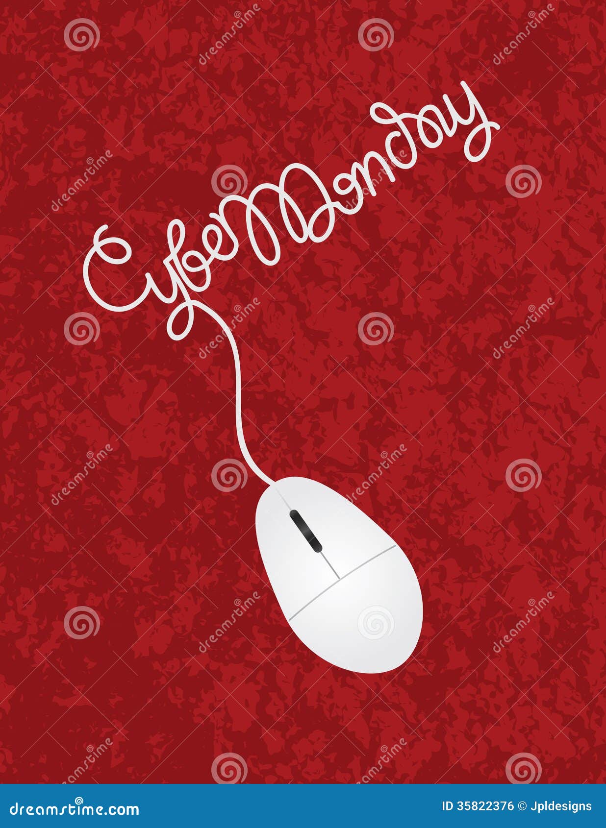 Computer Mouse Cyber Monday Red Background Illustr Stock Vector