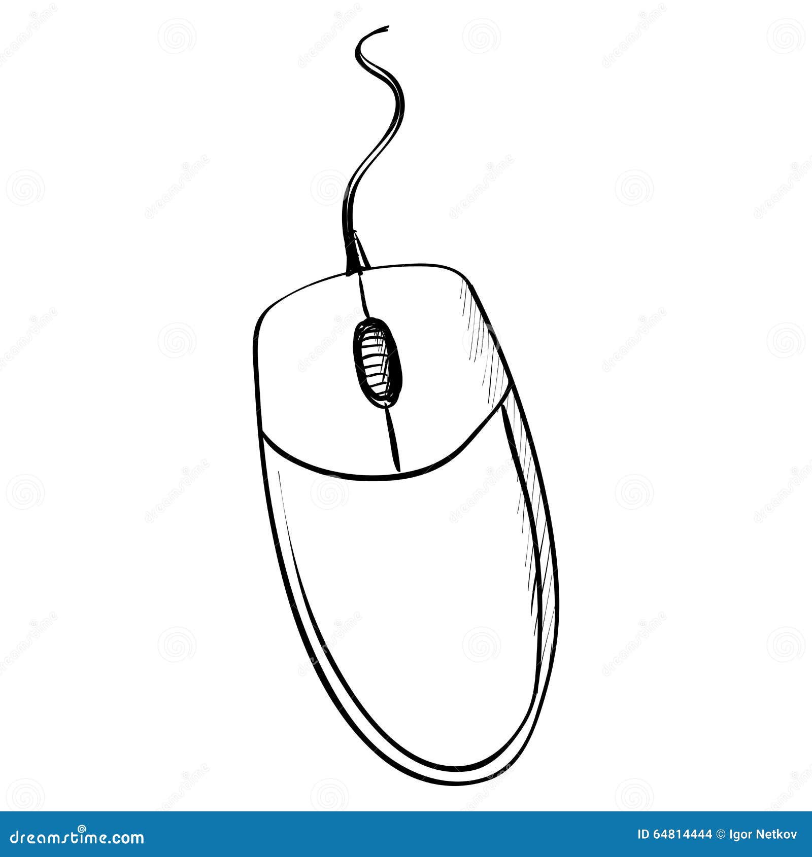 Black Ink Hand Drawing of Computer Mouse - Stock Illustration [45879909] -  PIXTA
