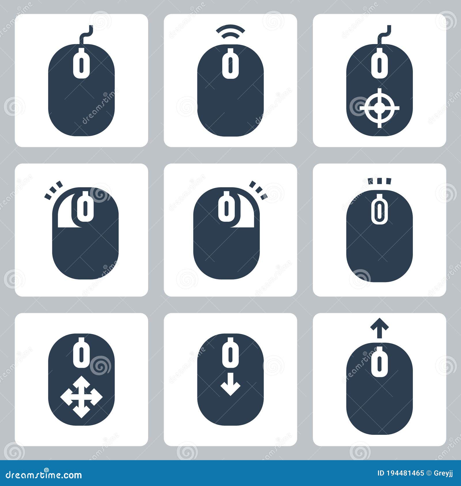 computer mouse and it`s buttons indication  icons
