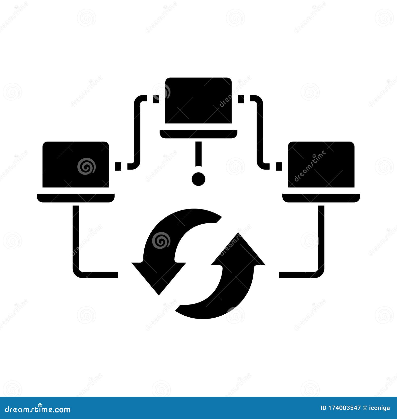 Computer Network Black Icon, Concept Illustration, Vector Flat Symbol