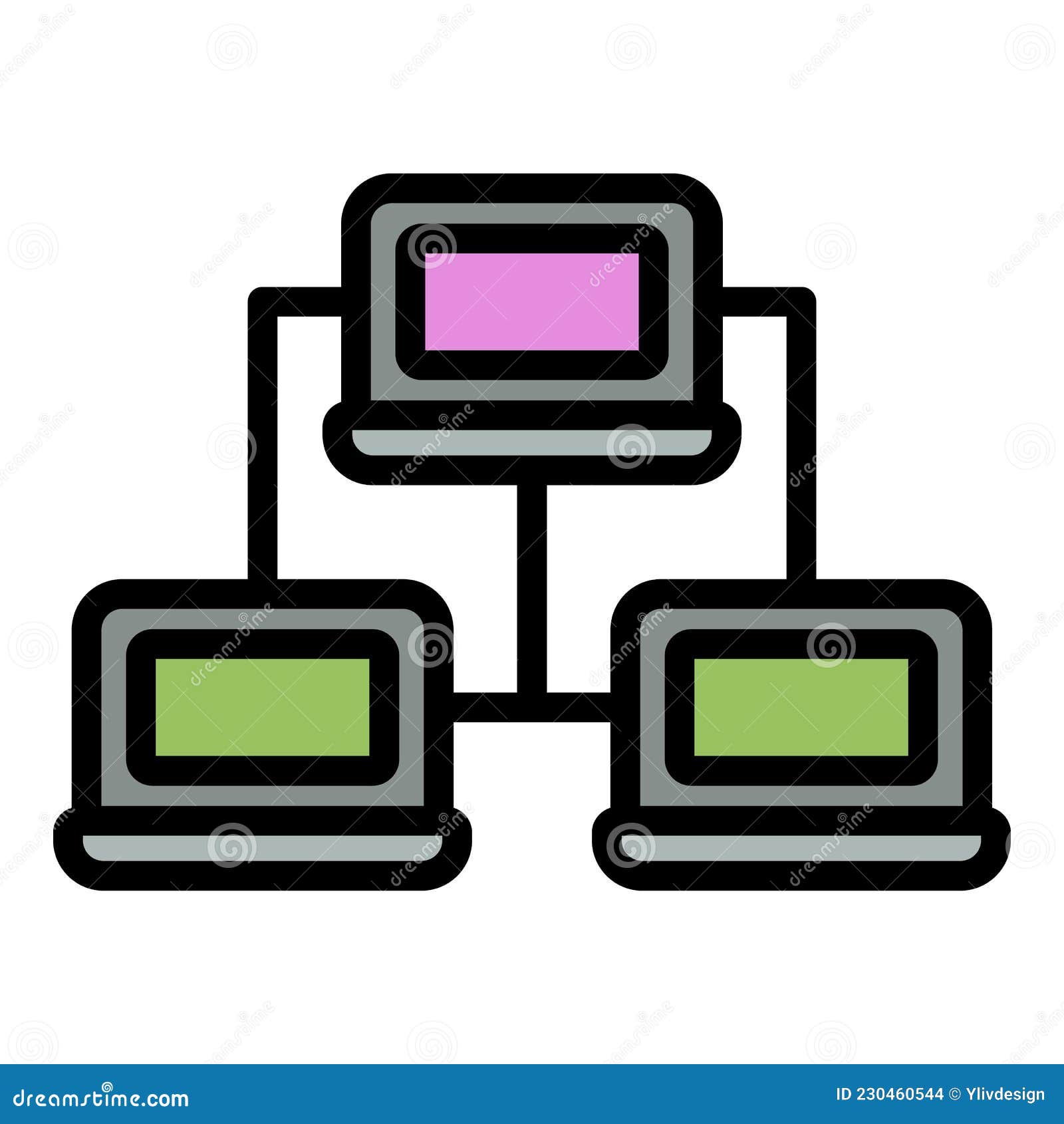 computer network icon color outline 