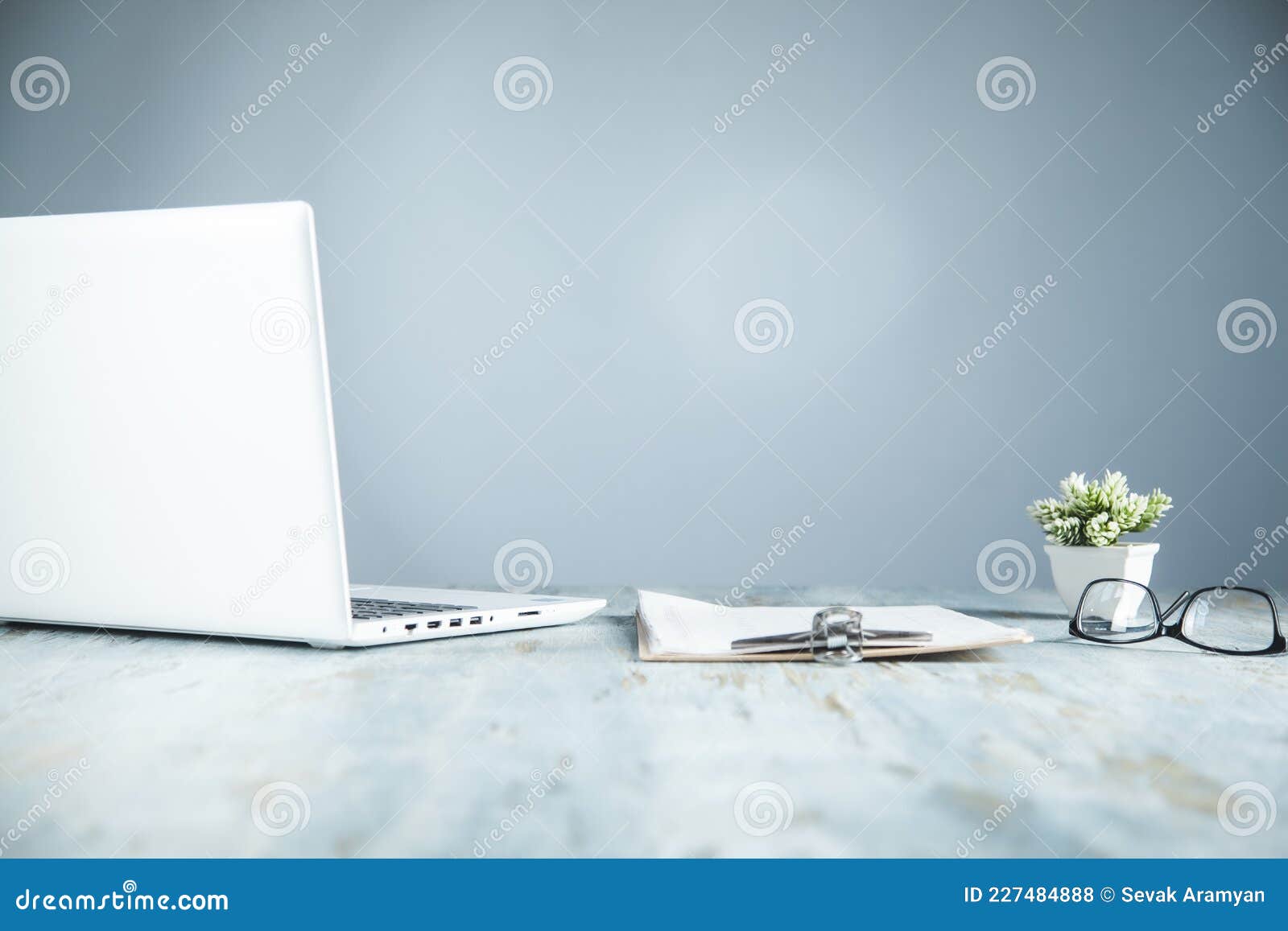 Computer on the Office Desk Background. Stock Photo Image of