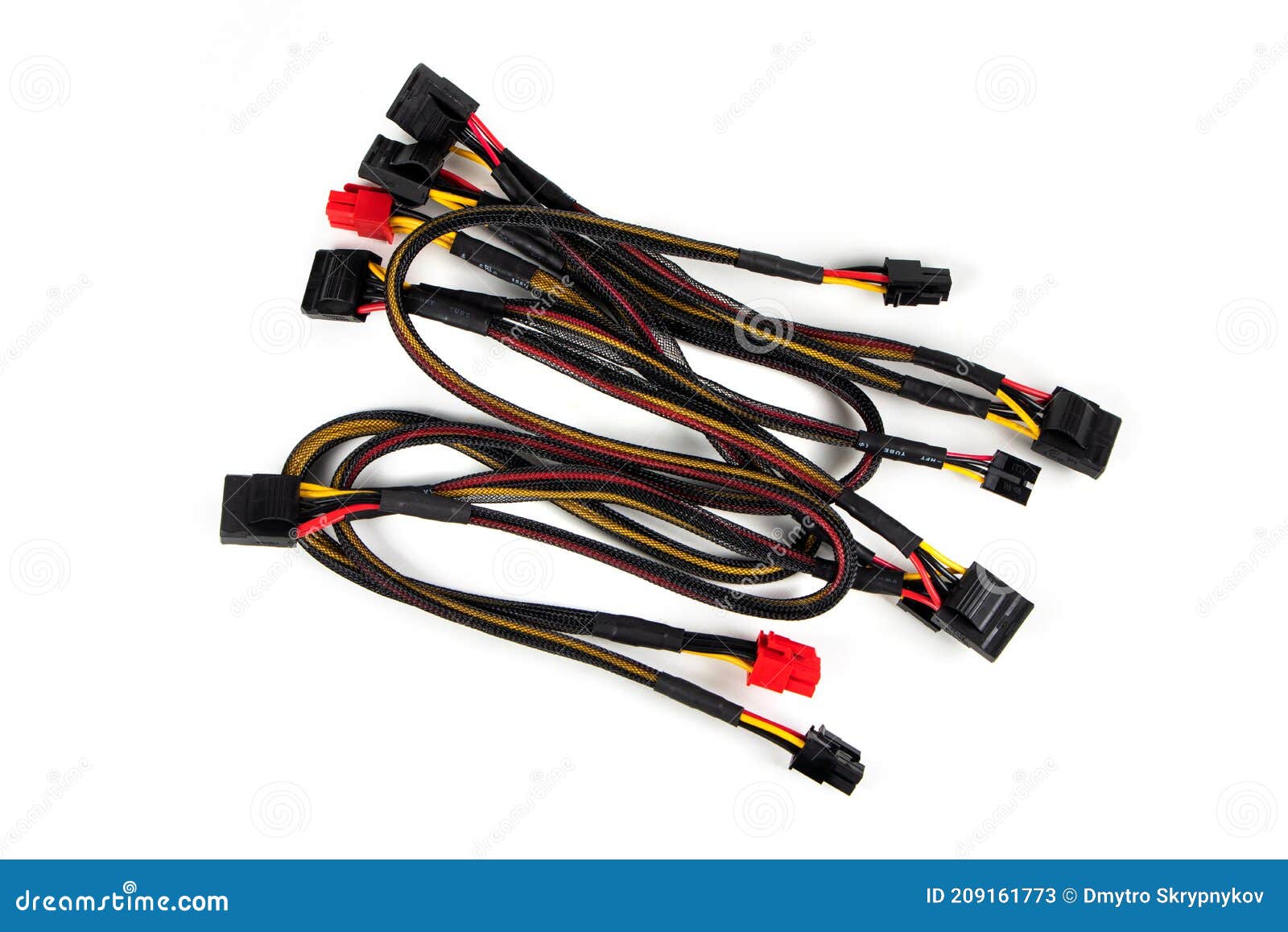 Computer Power Supply Cables Isolated on a White Background Stock Image