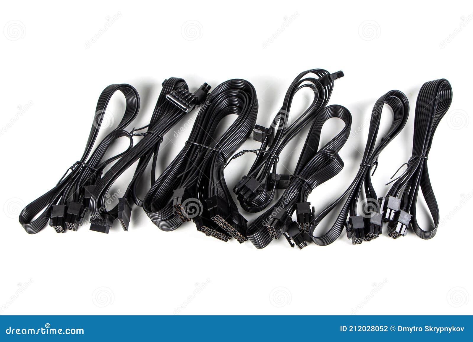 Computer Power Supply Cables Isolated on a White Background Stock Photo