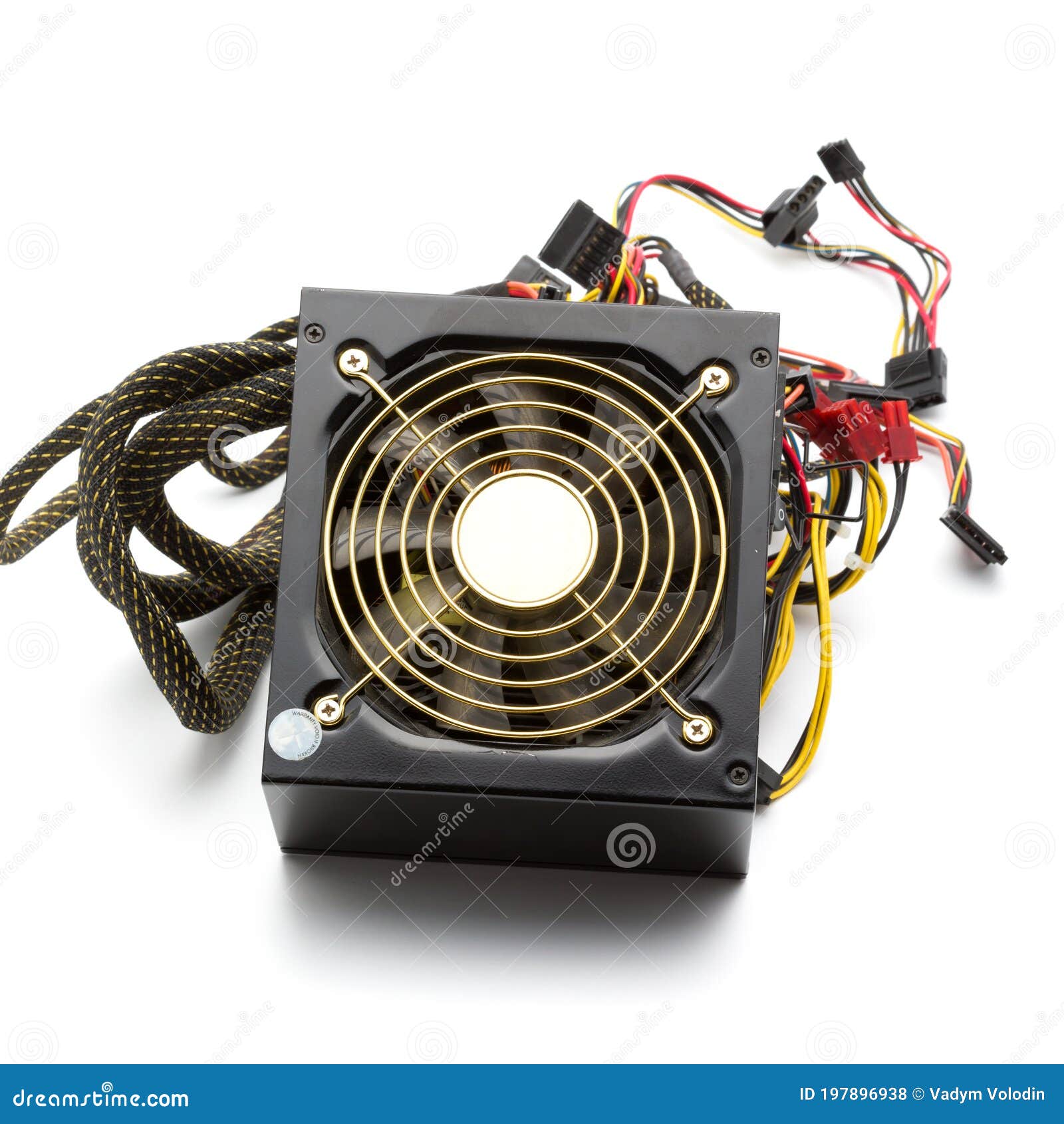 Computer Power Supply with Cables Stock Photo Image of isolated