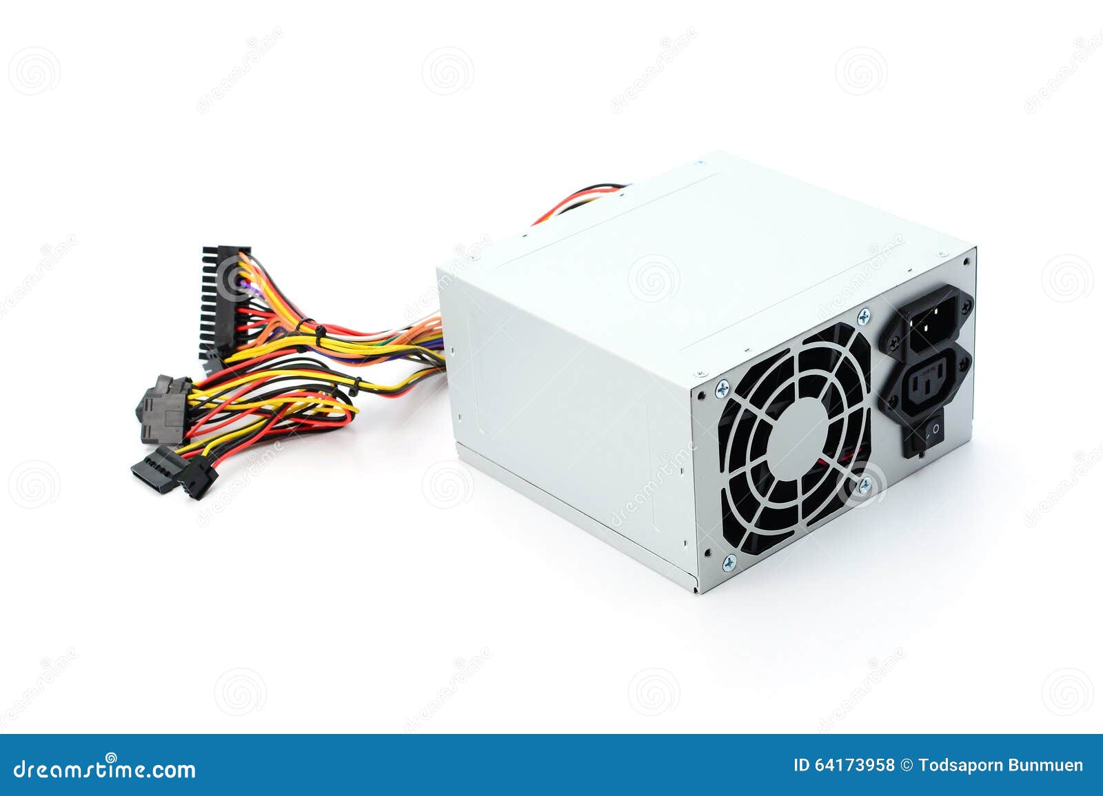 Computer Power Supply Isolated on White Background Stock Photo Image