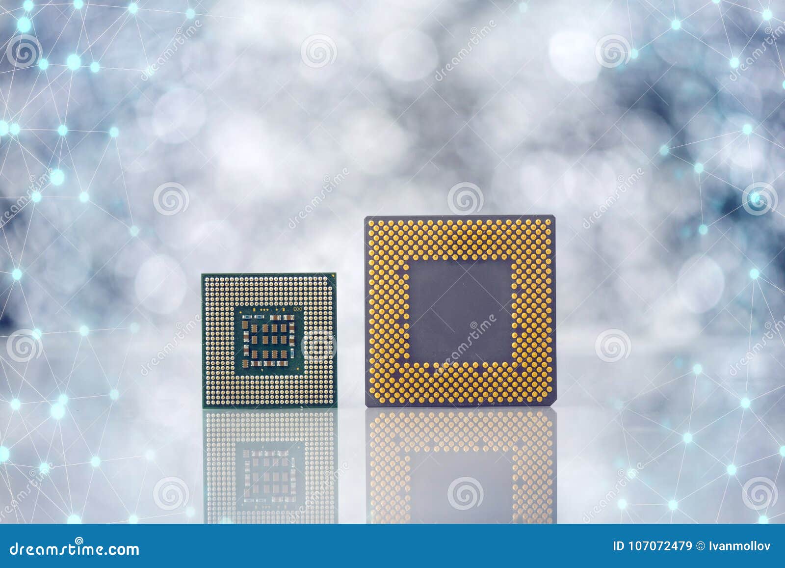 computer processor chips on light background