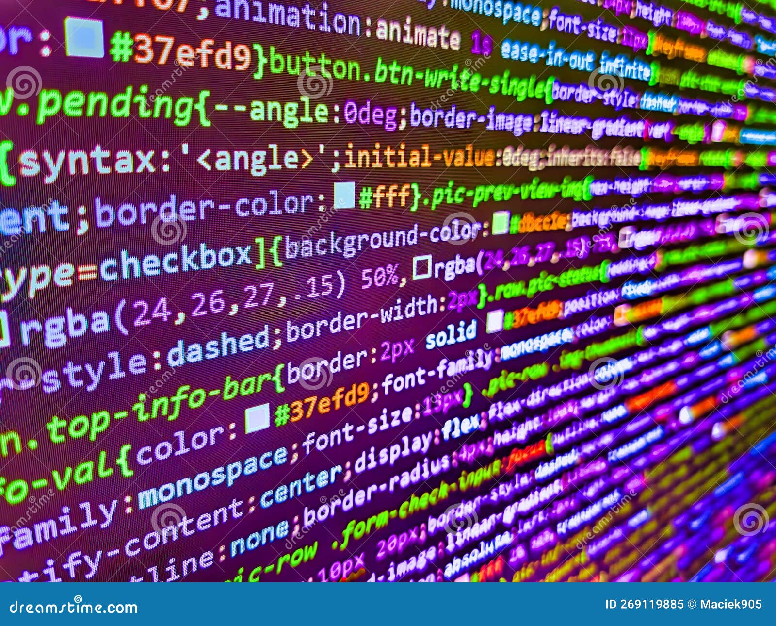 Computer Program. Programming Text on Dark Screen. Andorra Flag is Depicted on the Screen with