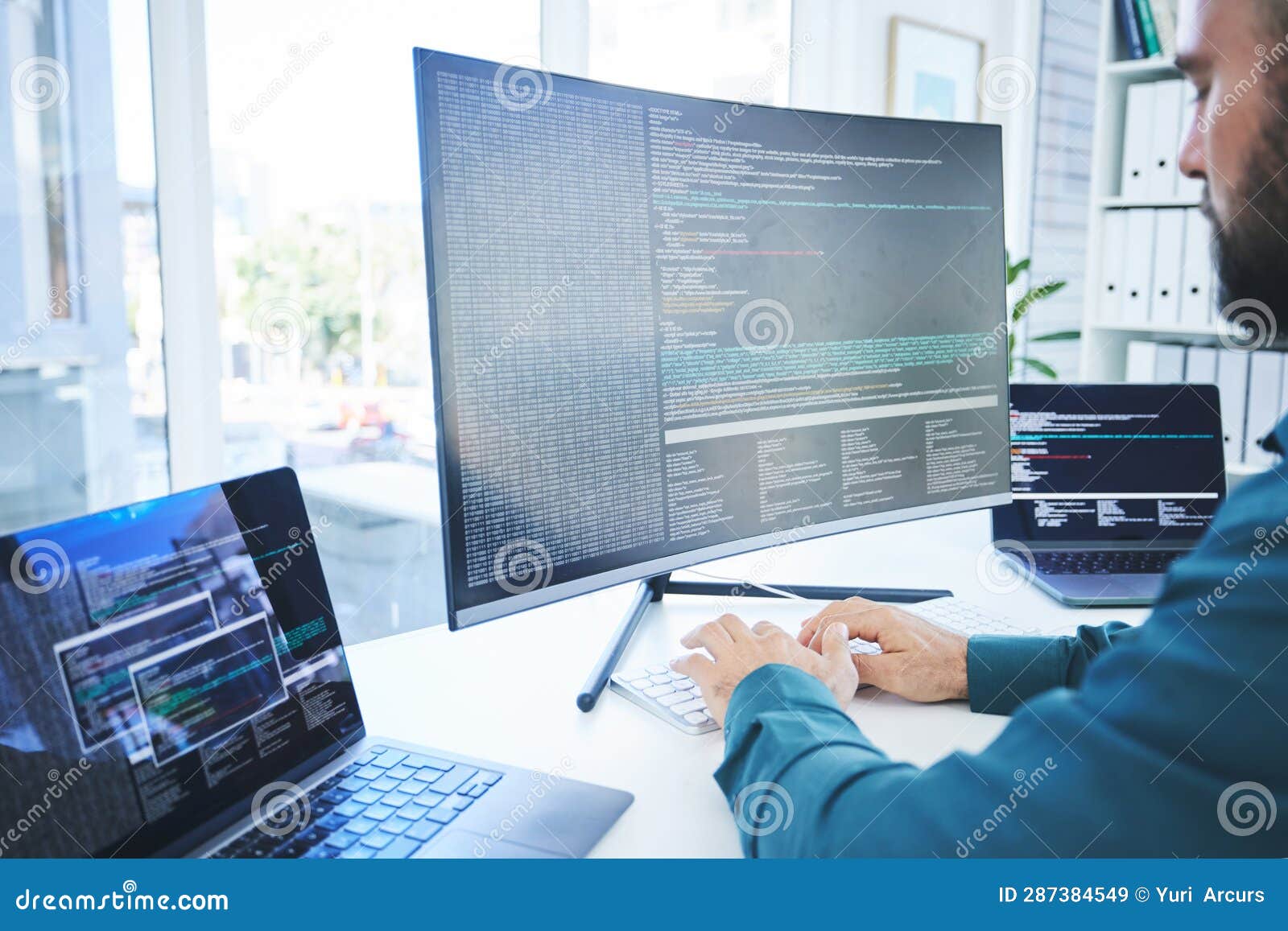 Computer, Programmer or Technician Man for Coding, Software Script or ...