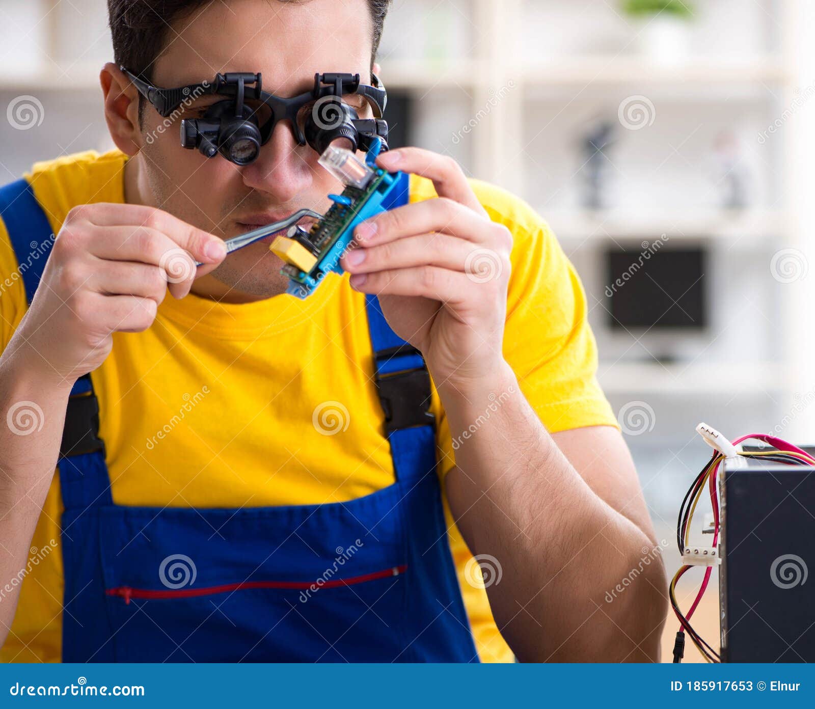 Computer Repair Technician Repairing Hardware Stock Image Image of