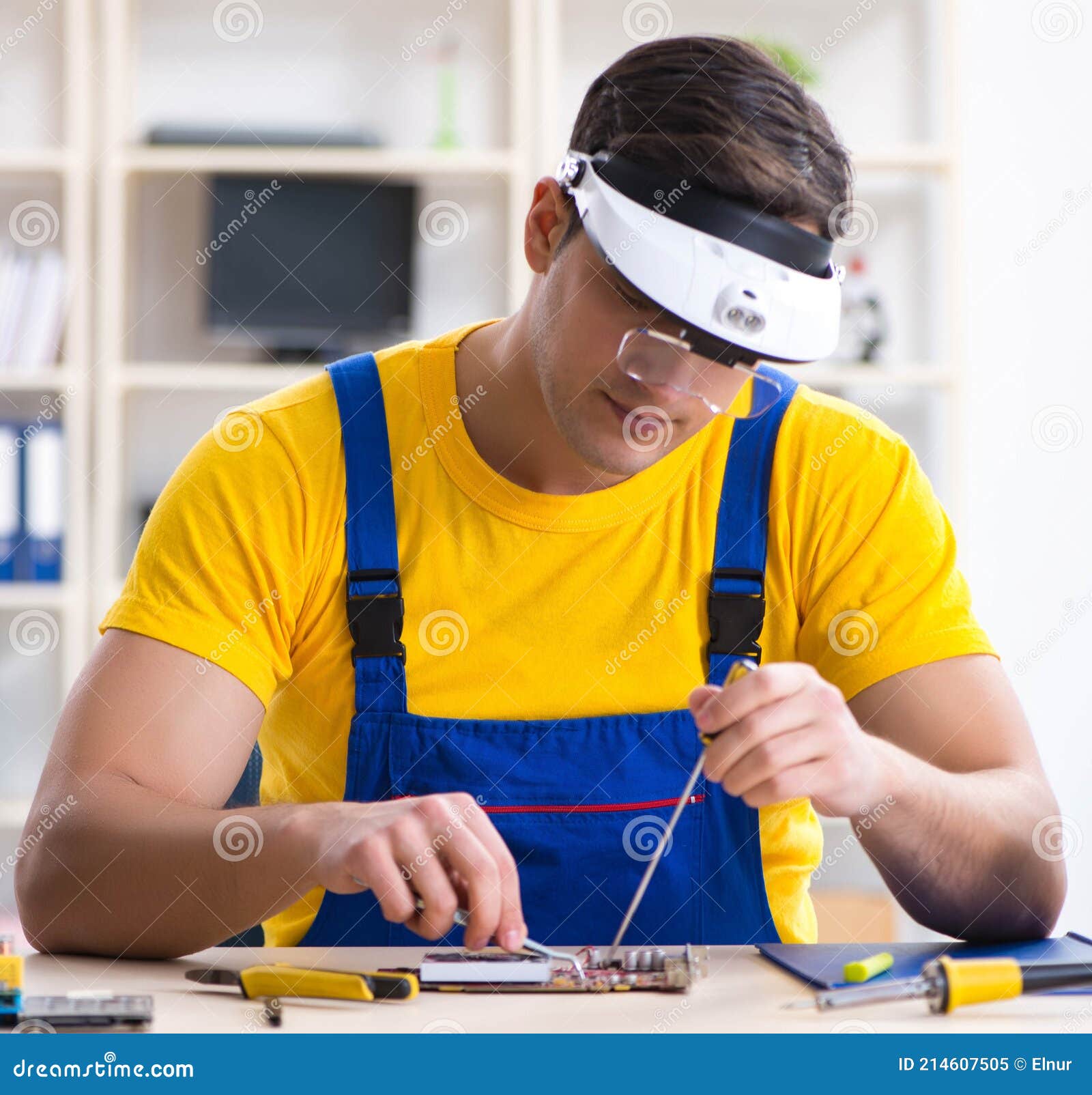 Computer Repair Technician Repairing Hardware Stock Image Image of