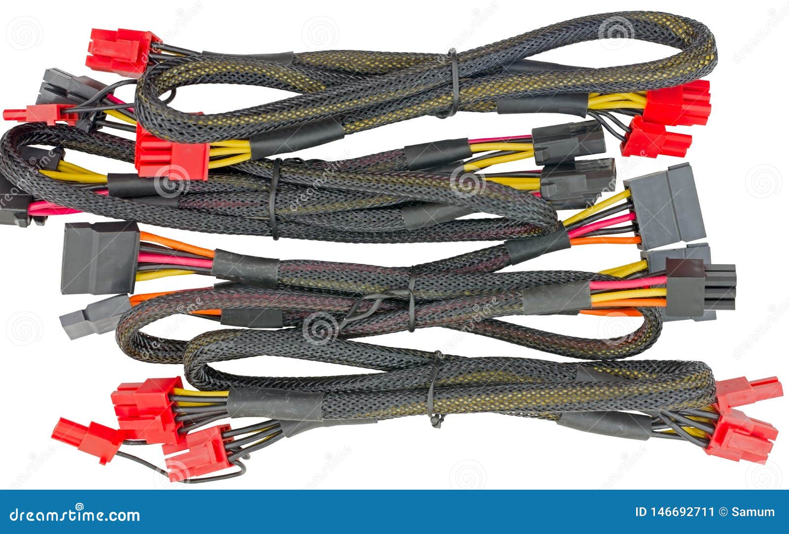 Computer`s Power Supplies Cables Isolated on White Stock Image Image