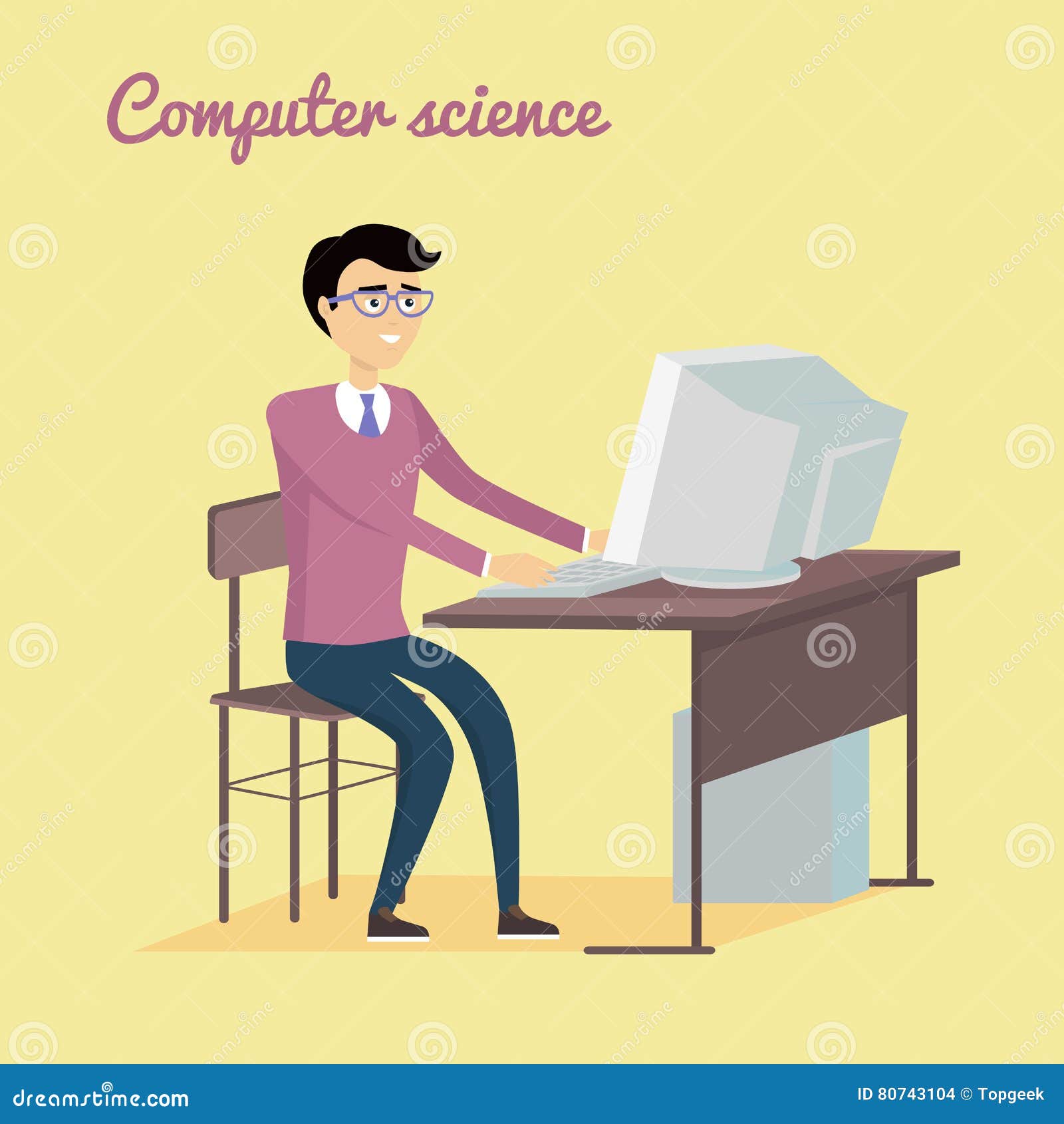Computer Science Concept In Flat Style Design. Vector Illustration ...