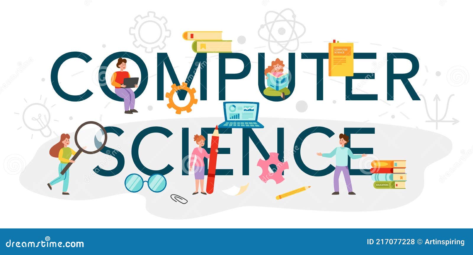 Computer Science Typographic Header. it Education, Student Write ...