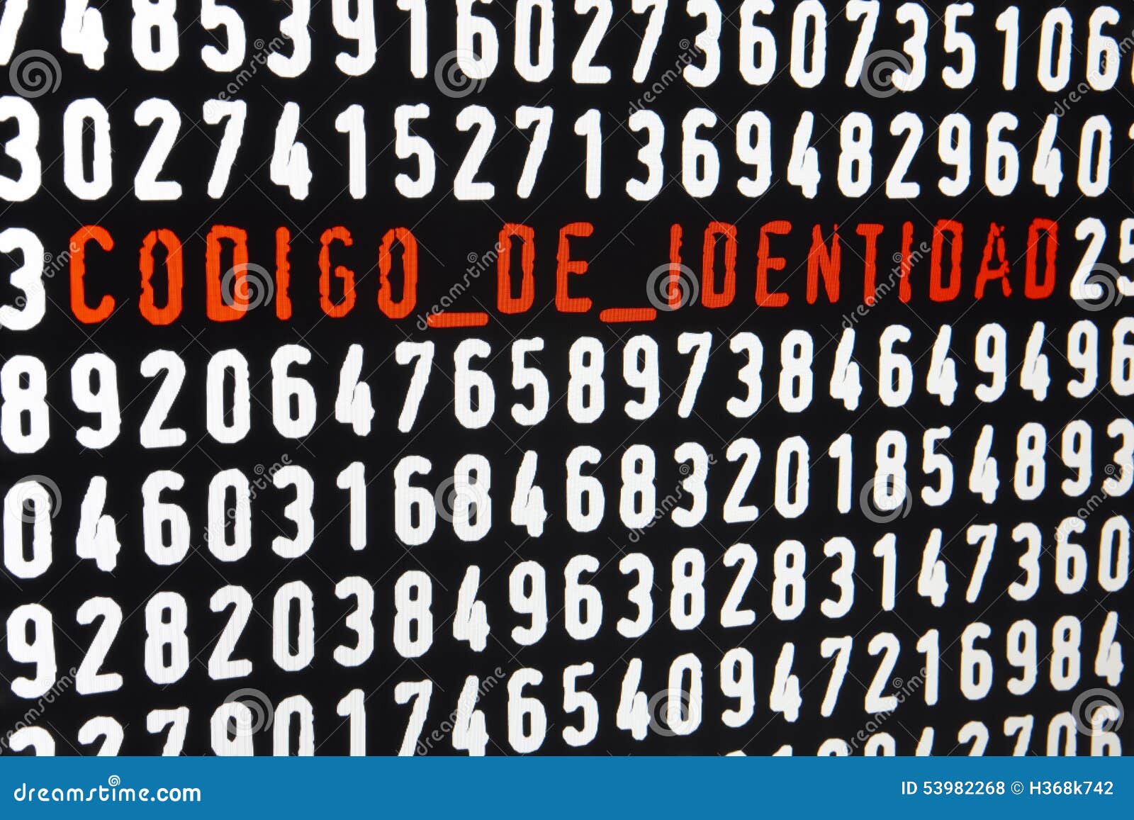 computer screen with codigo de identidad text on black background