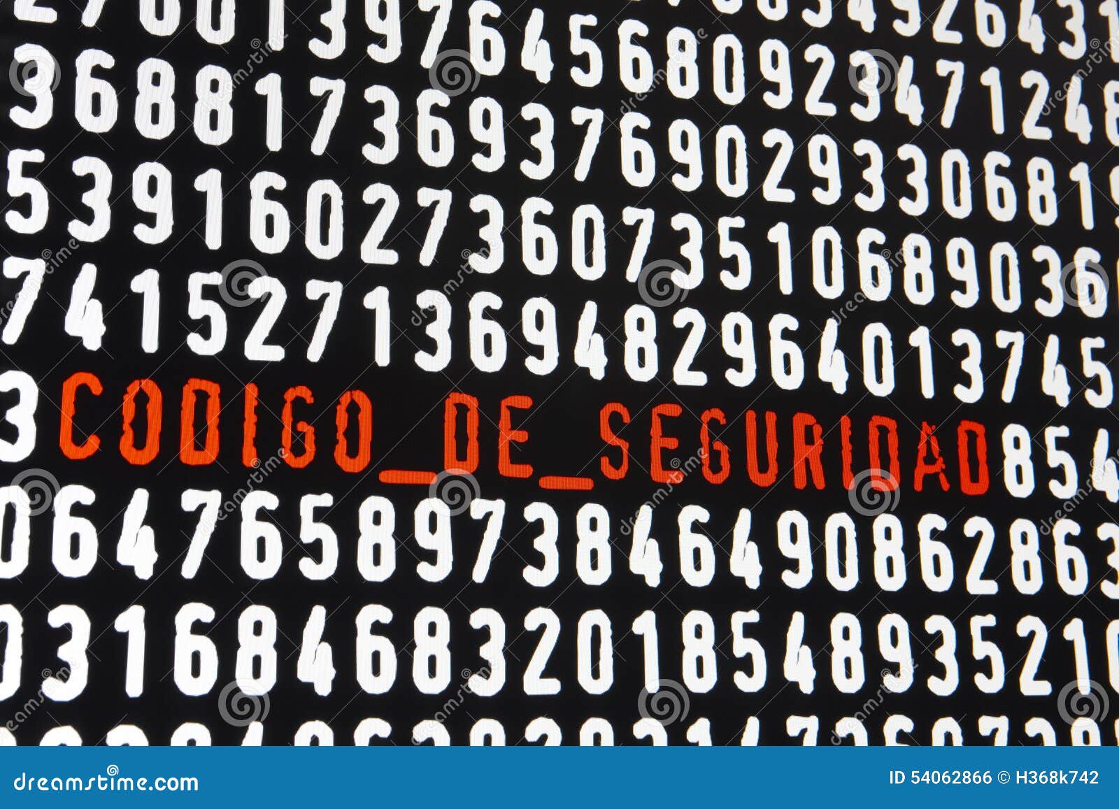 computer screen with codigo de seguridad text on black background