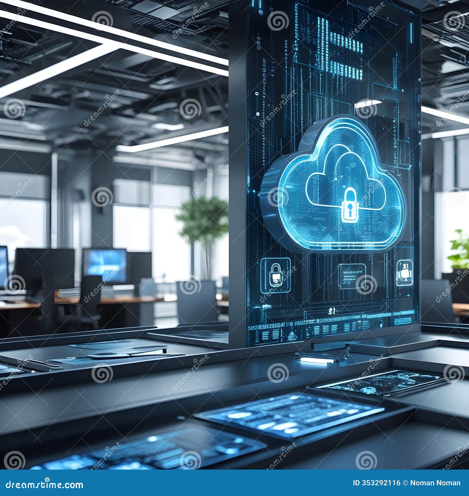 a computer screen displaying a cloud, izing cloud computing and digital storage solutions.ai generated