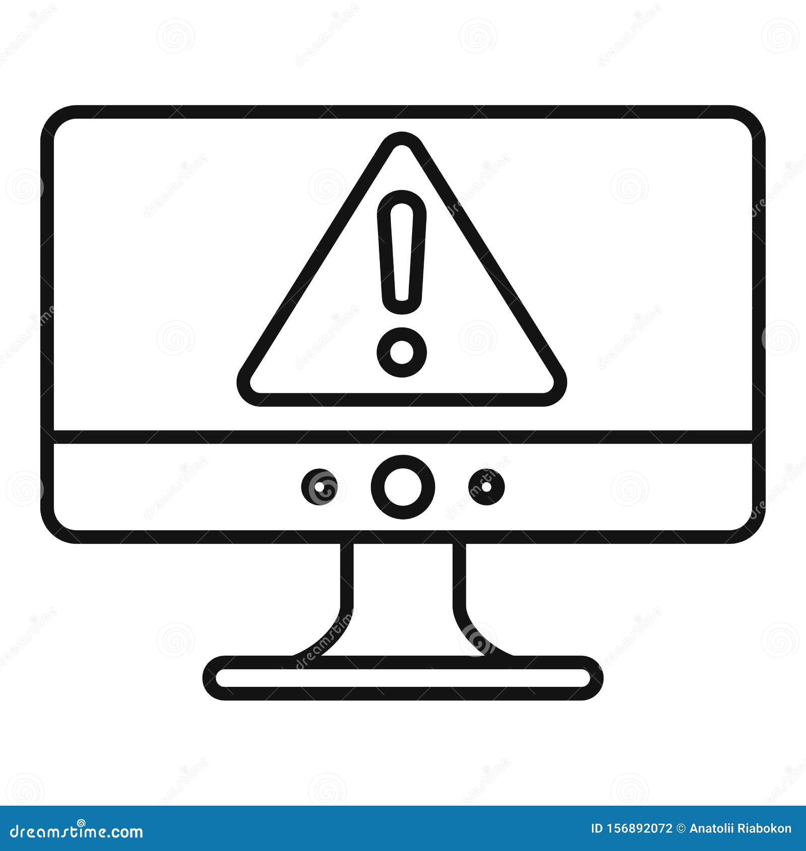 Computer Security Alert Icon, Outline Style Stock Vector - Illustration ...