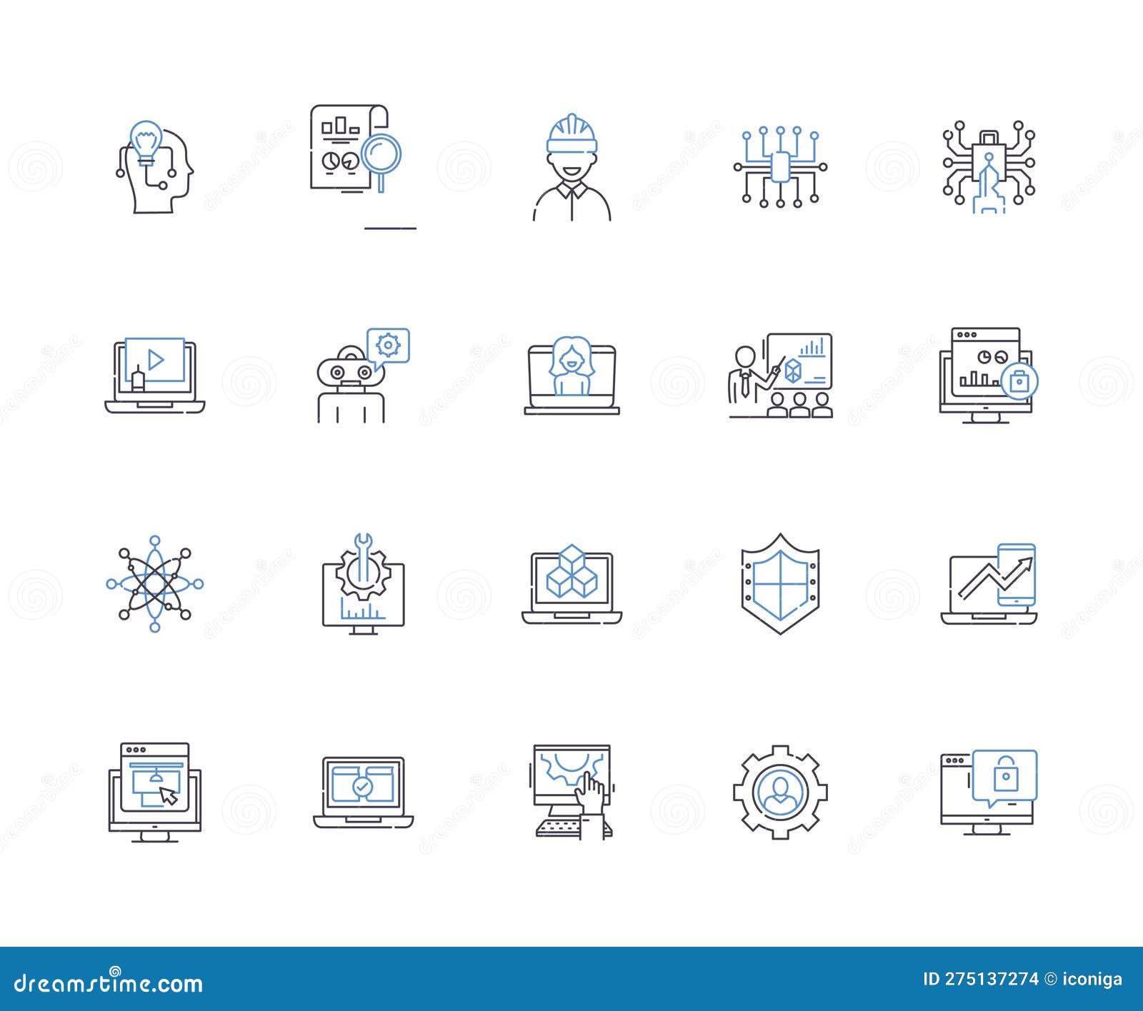 computer security outline icons collection. computer, security, cybersecurity, network, protection, antivirus, firewall