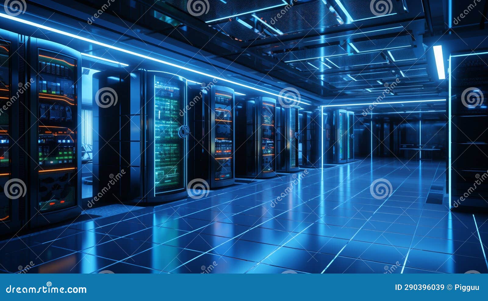 Computer Server Room. Data Center for Digital Database Collection