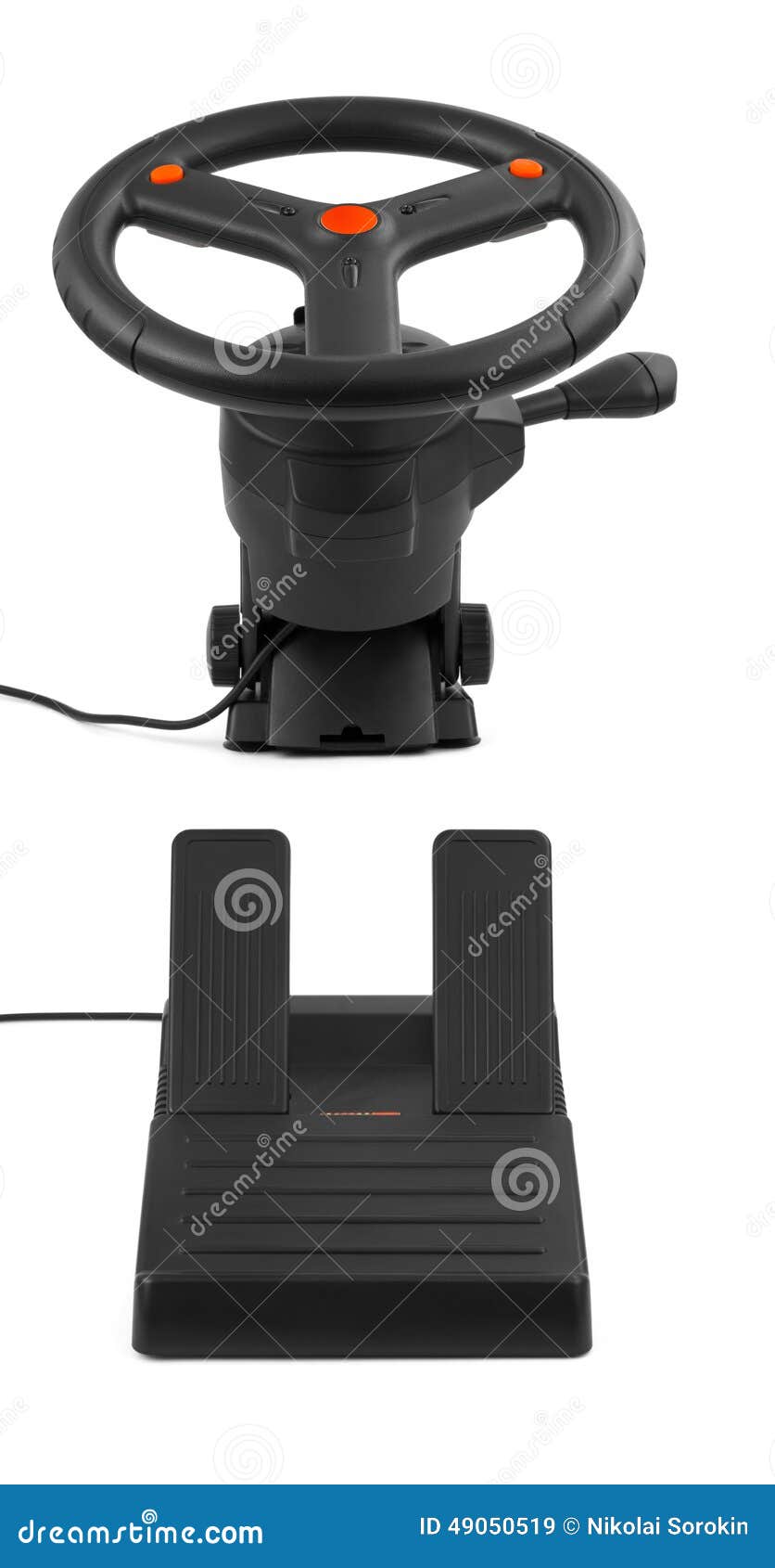 Computer Steering Wheel and Pedals Stock Image Image of