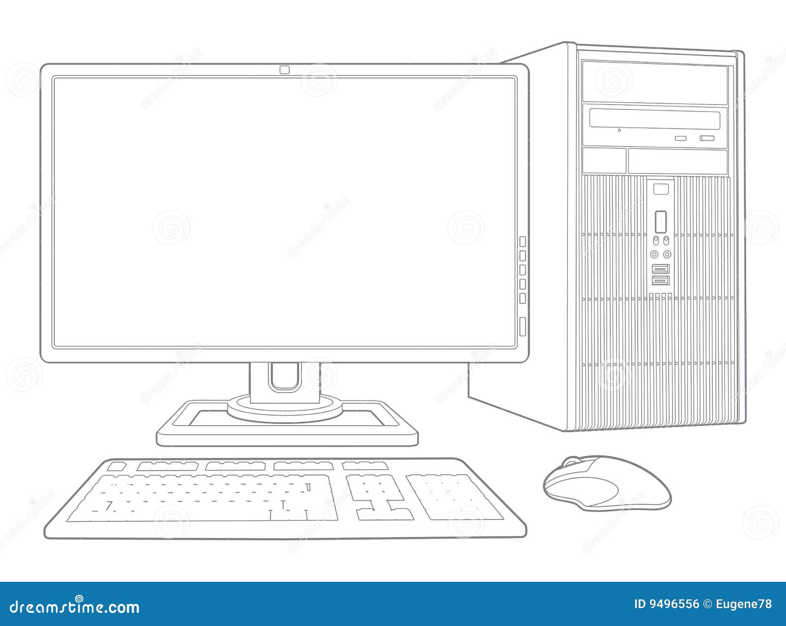 Computer Handdrawn sketch System unit liquid crystal monitor keyboard  mouse Vector illustration For companies related to computer services  Stock Vector  Adobe Stock