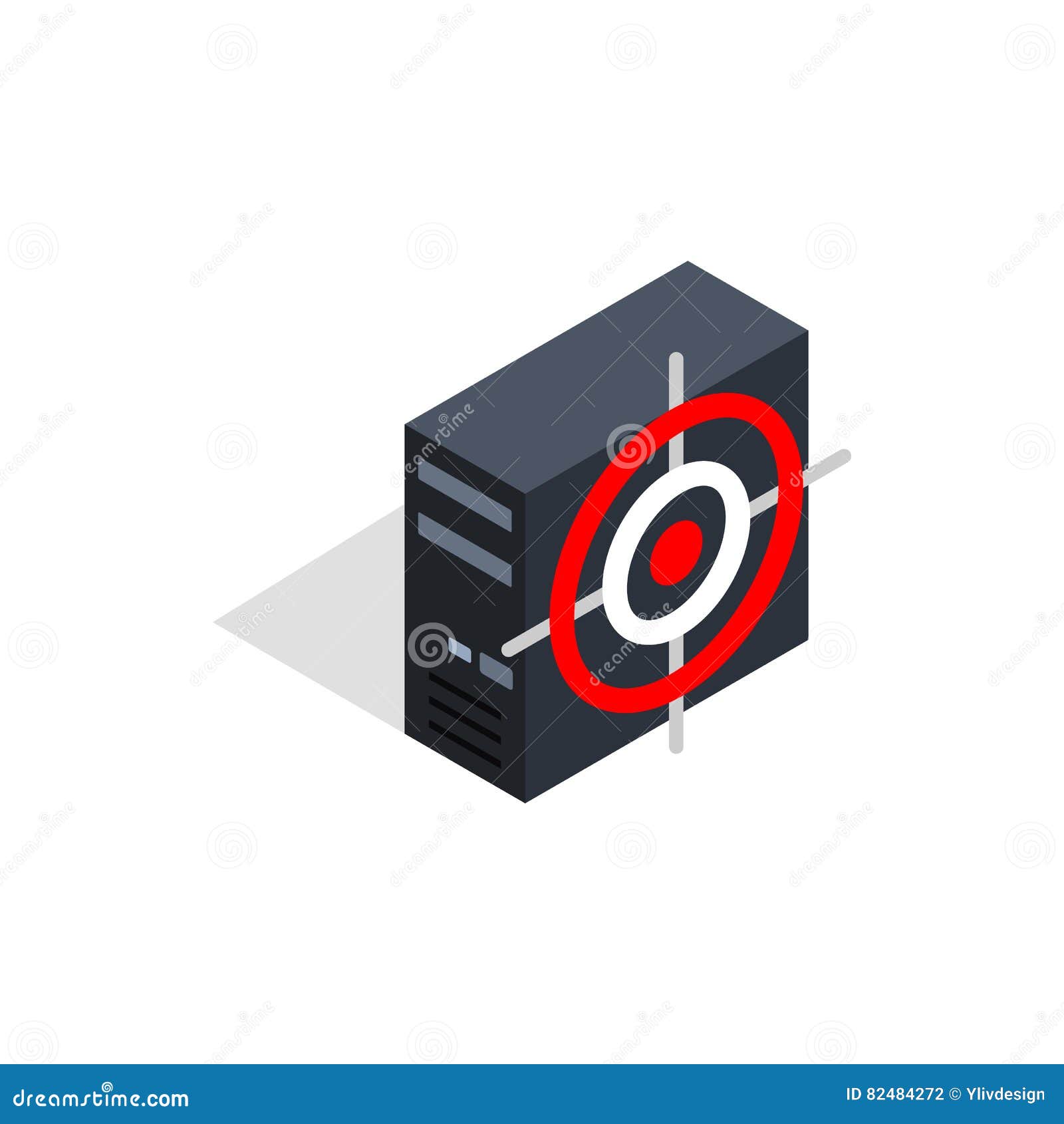 computer system unit and red target icon