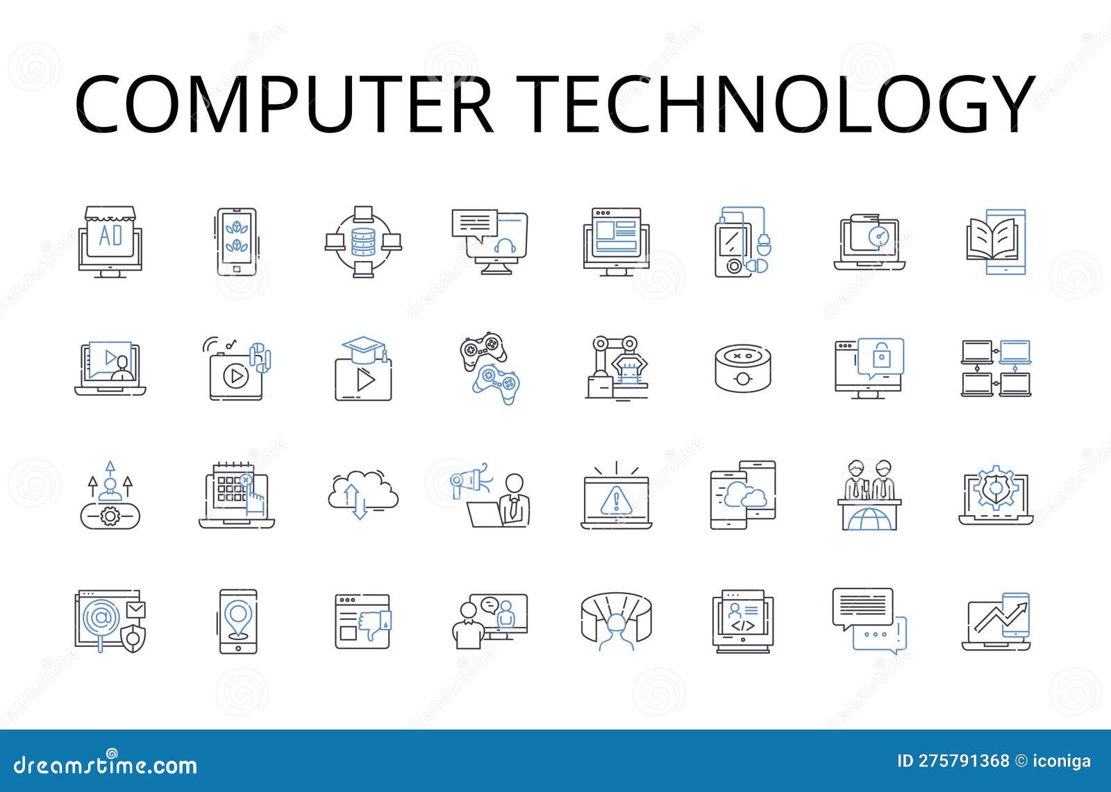 Computer Technology Line Icons Collection. Information Technology