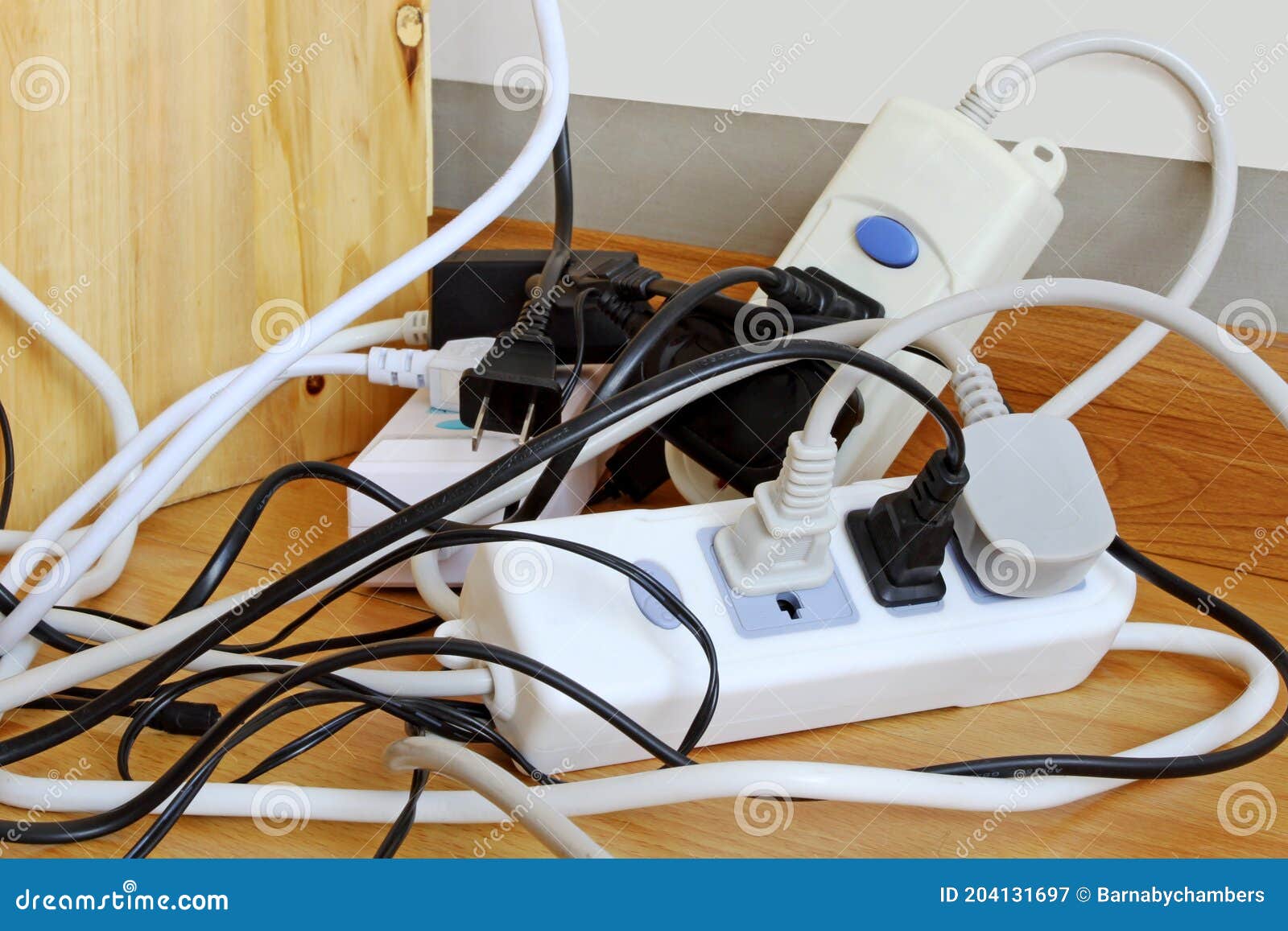 Power Cords in a Dangerously Tangled Mess Stock Image Image of