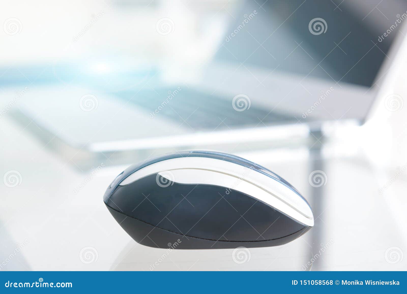 Computer Wireless Mouse On Glass Stock Photo Image Of Object