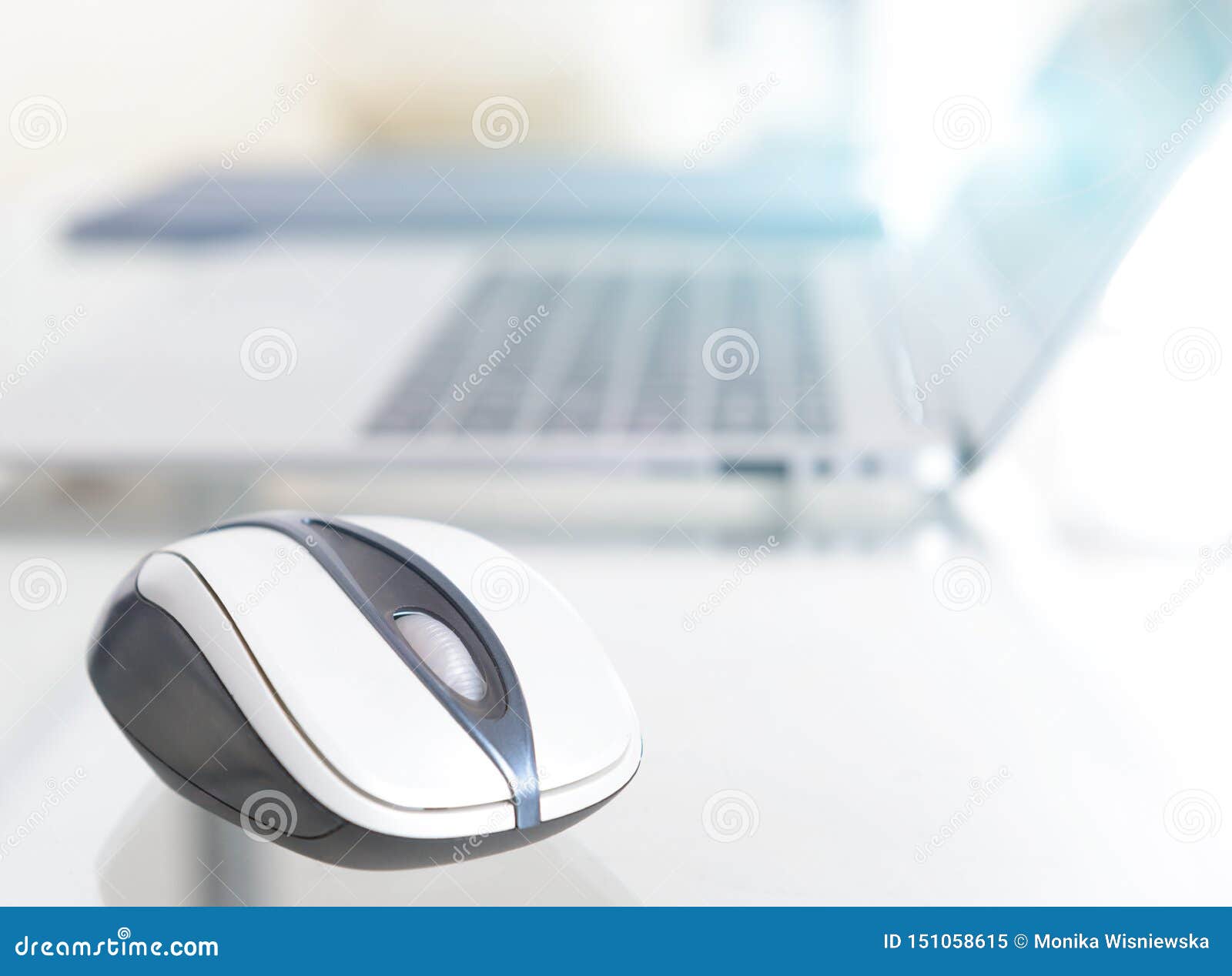 Computer Wireless Mouse On Glass Stock Image Image Of