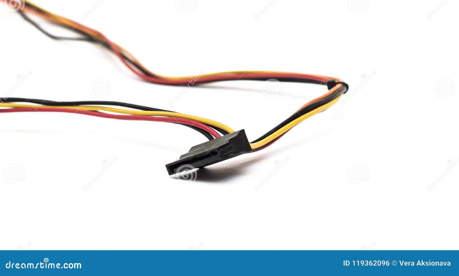 Computer Wires for Power Supply on White Background Stock Photo Image