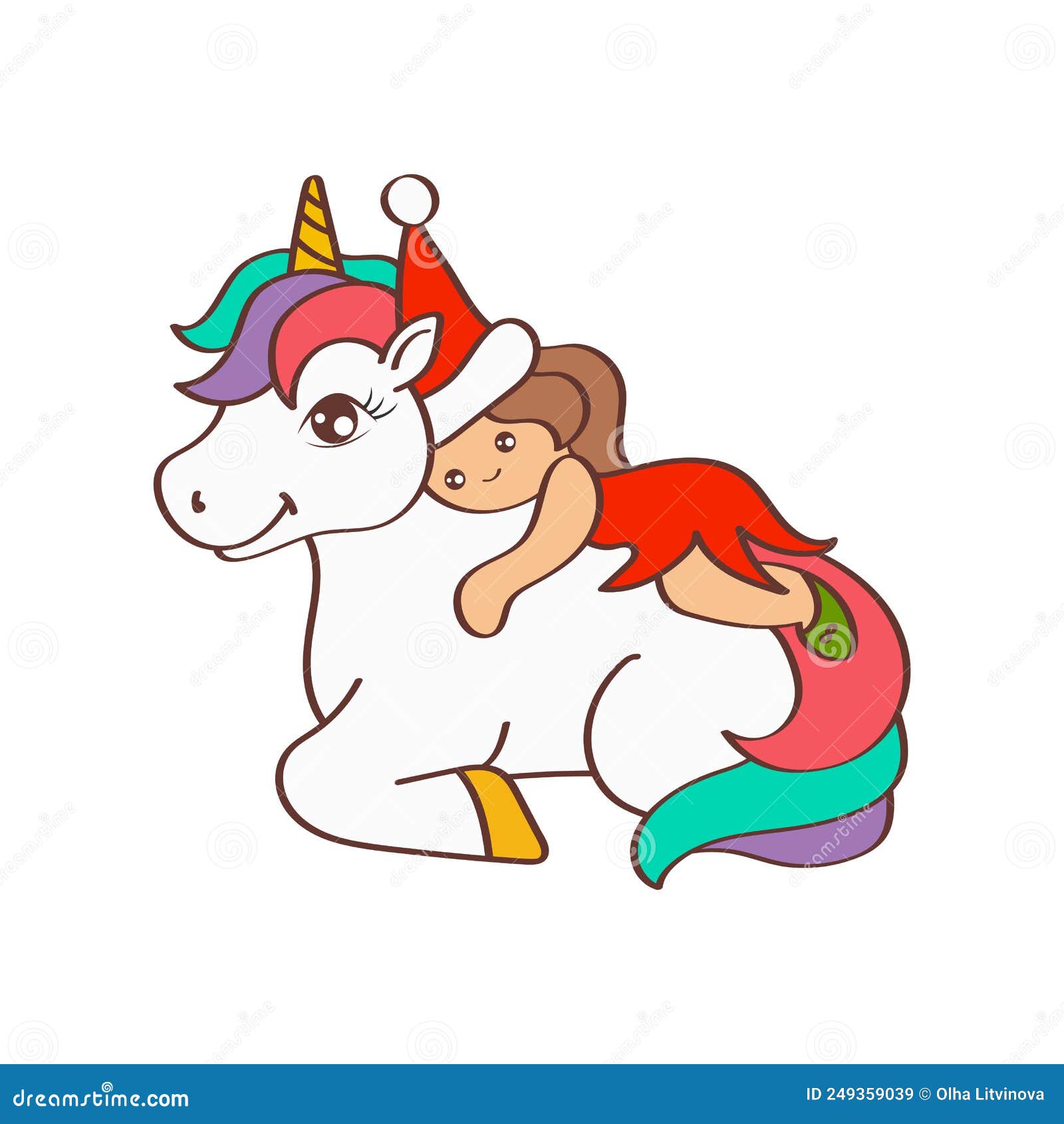 Clipart colorido de desenho animado de unicórnio com estrela