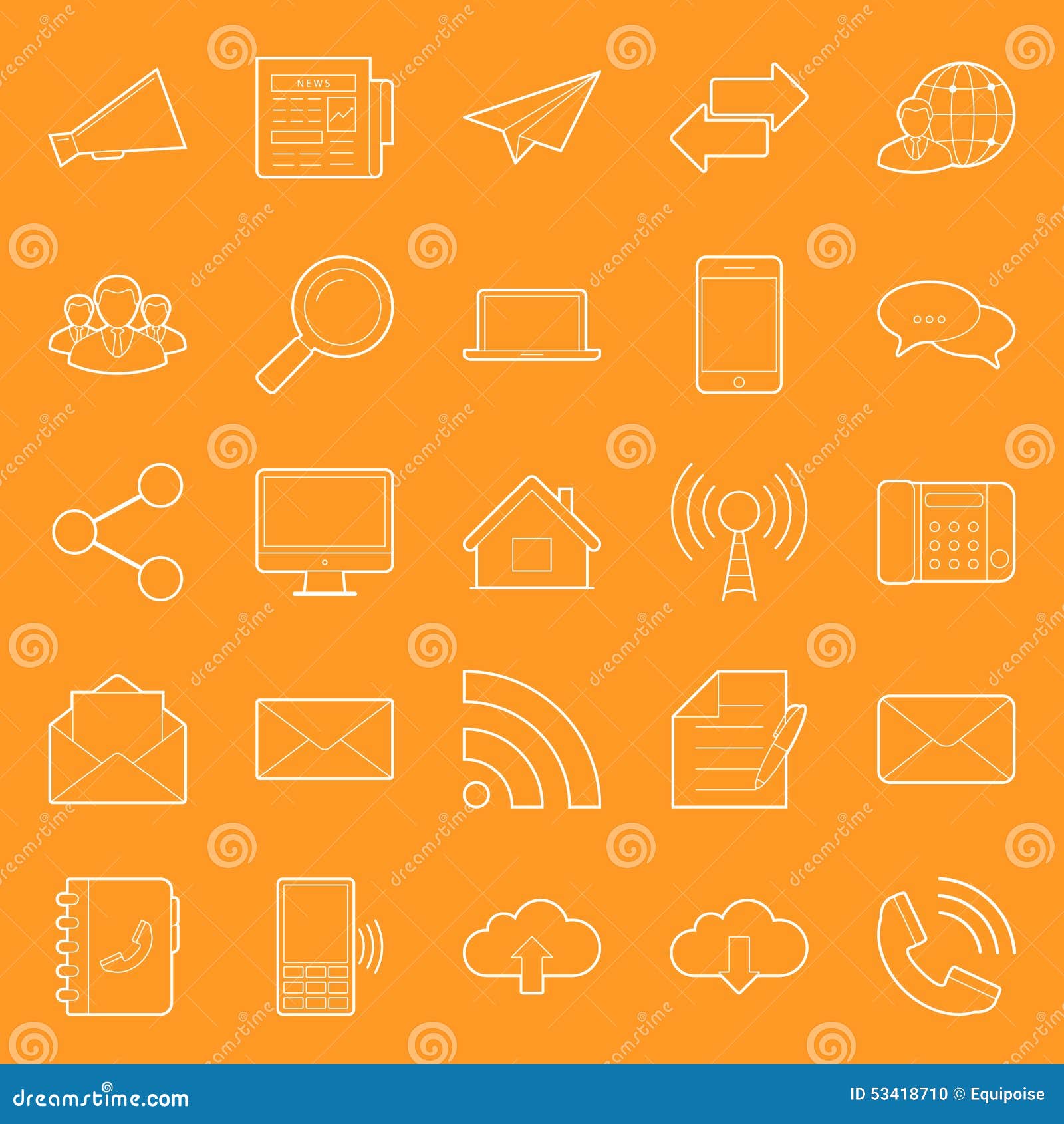 comunication and web thin lines icons set